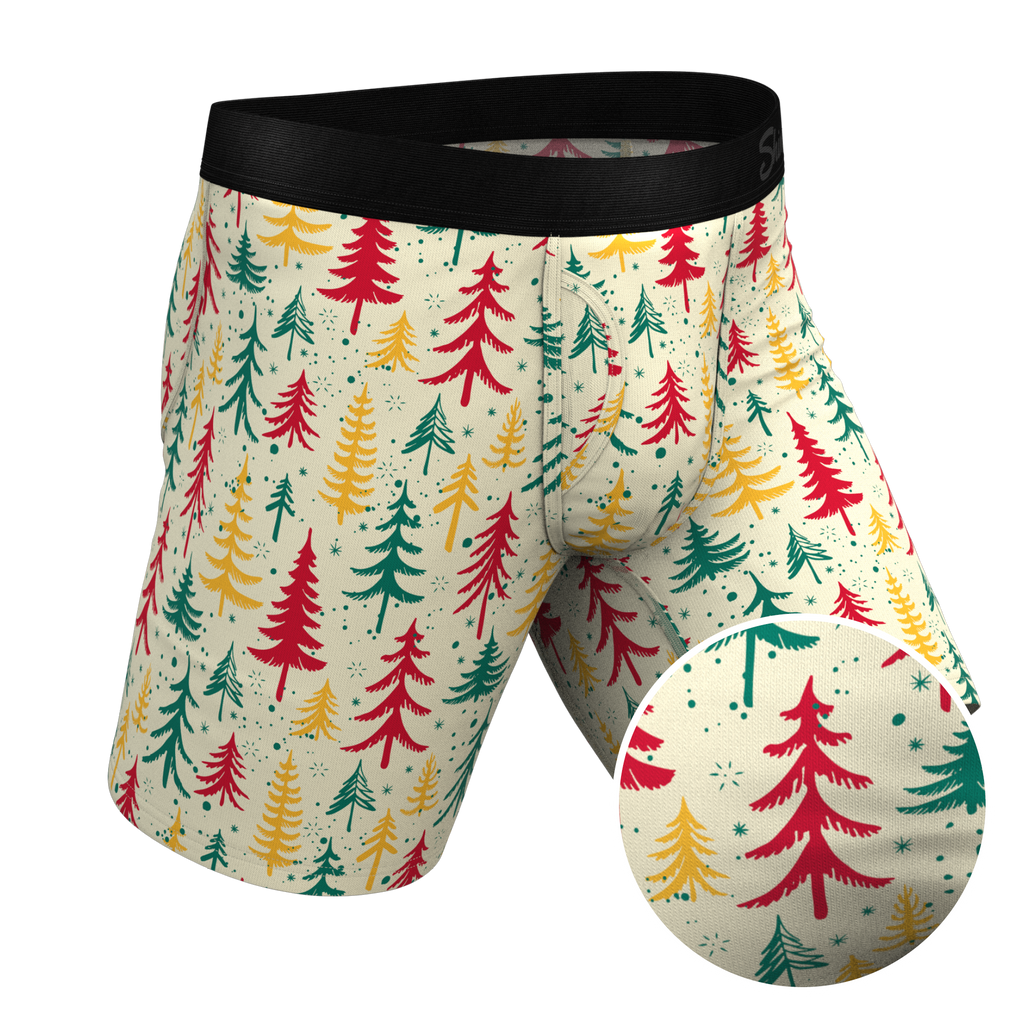 The Pine Tree Playboy | Retro Christmas Trees Ball Hammock® Boxer - Long Leg - Shinesty