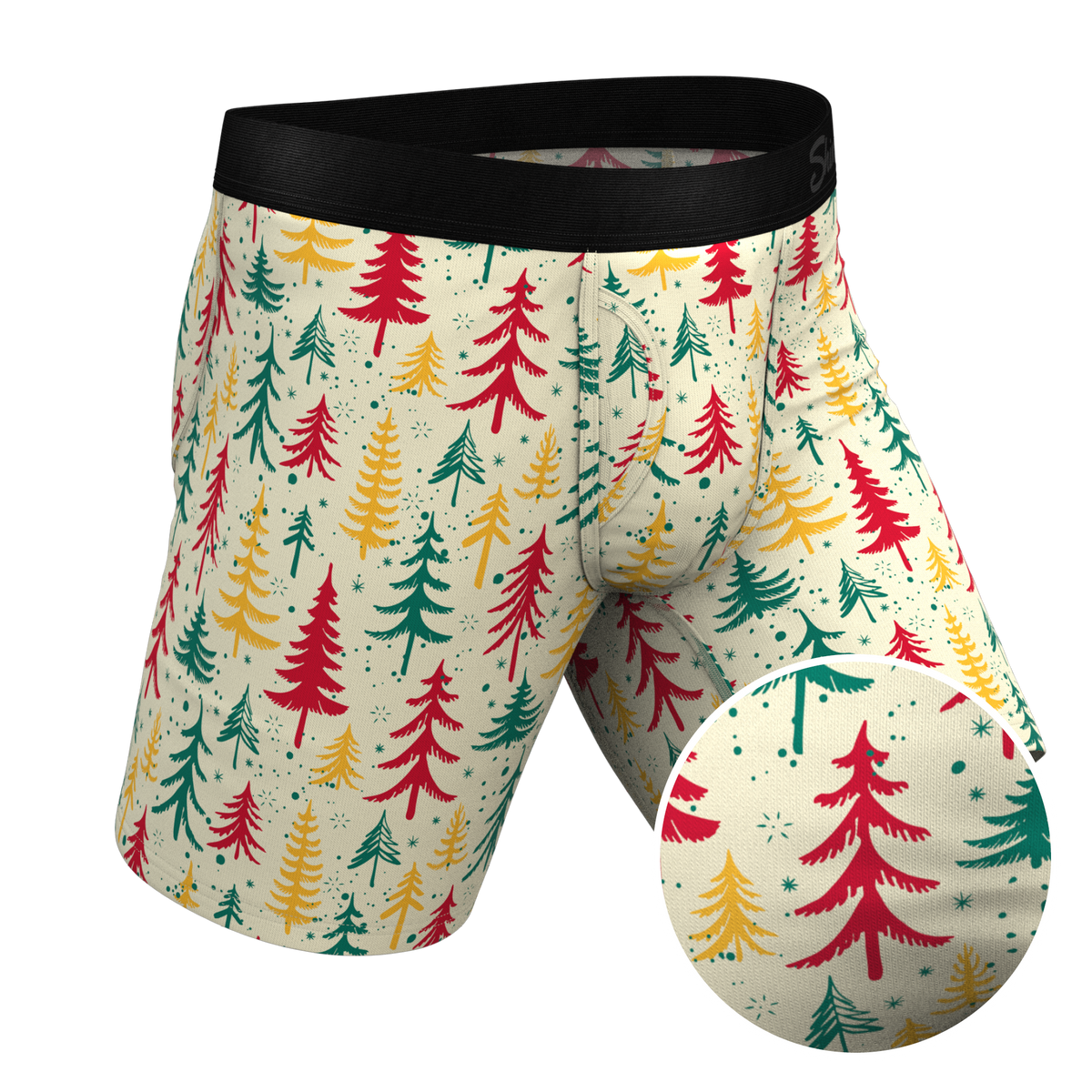 The Pine Tree Playboy | Retro Christmas Trees Ball Hammock® Boxer - Long Leg - Shinesty