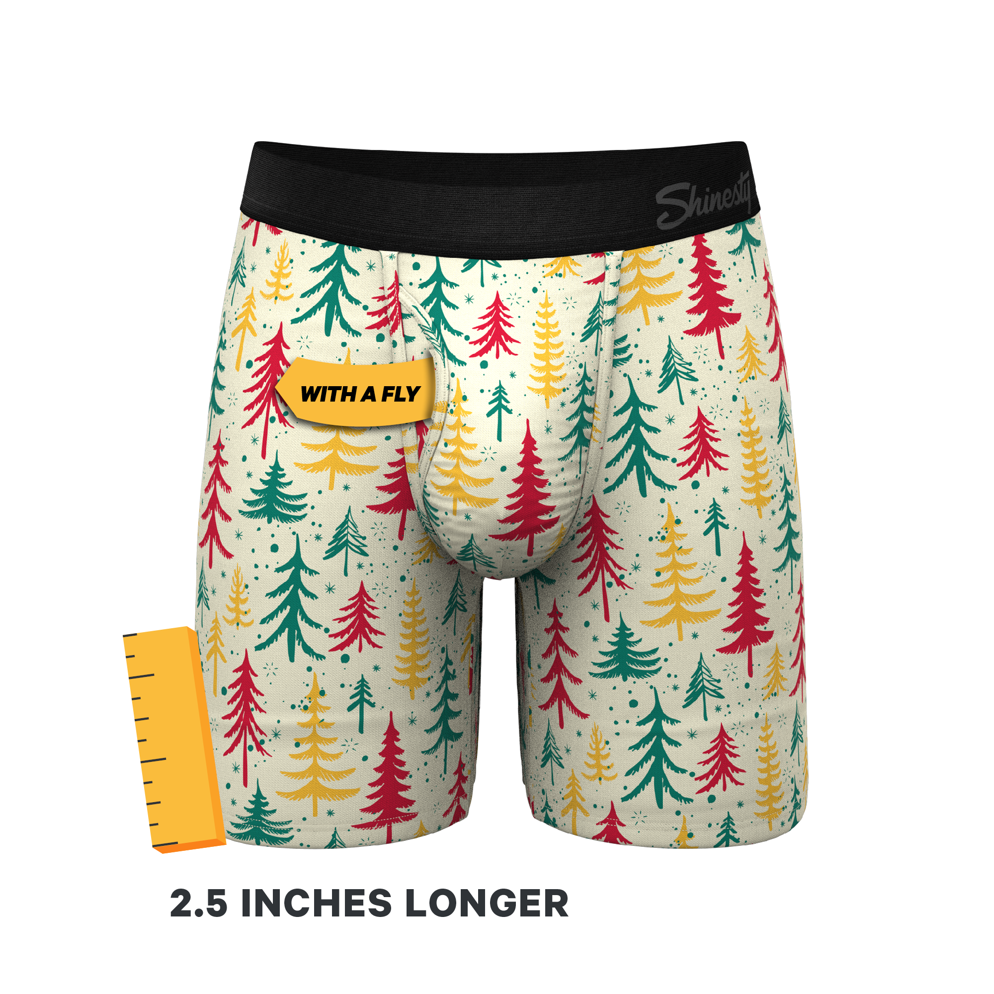 The Pine Tree Playboy | Retro Christmas Trees Ball Hammock® Boxer - Long Leg - Shinesty