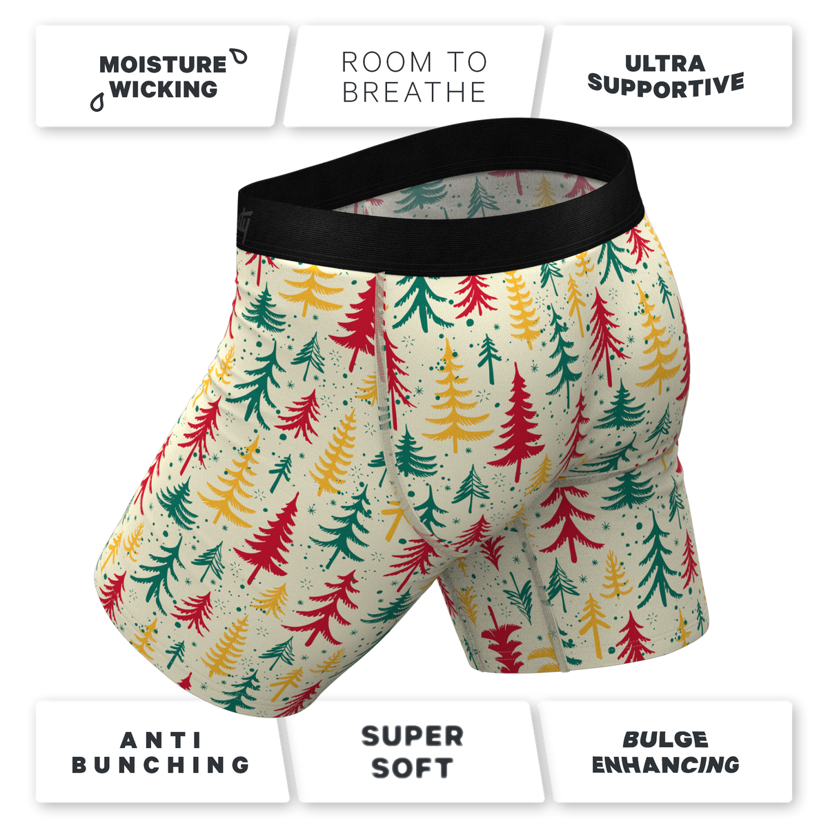 The Pine Tree Playboy | Retro Christmas Trees Ball Hammock® Boxer - Long Leg - Shinesty