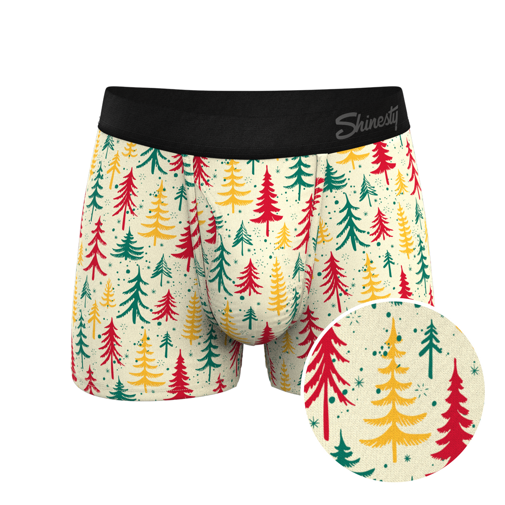 The Pine Tree Playboy | Retro Christmas Trees Ball Hammock® Pouch Trunks Underwear - Shinesty