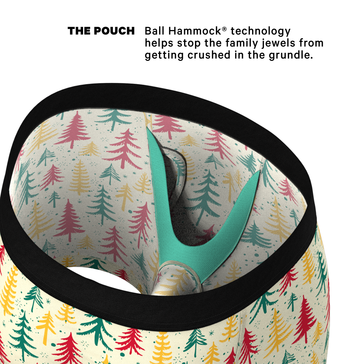 The Pine Tree Playboy | Retro Christmas Trees Ball Hammock® Pouch Underwear With Fly - Shinesty