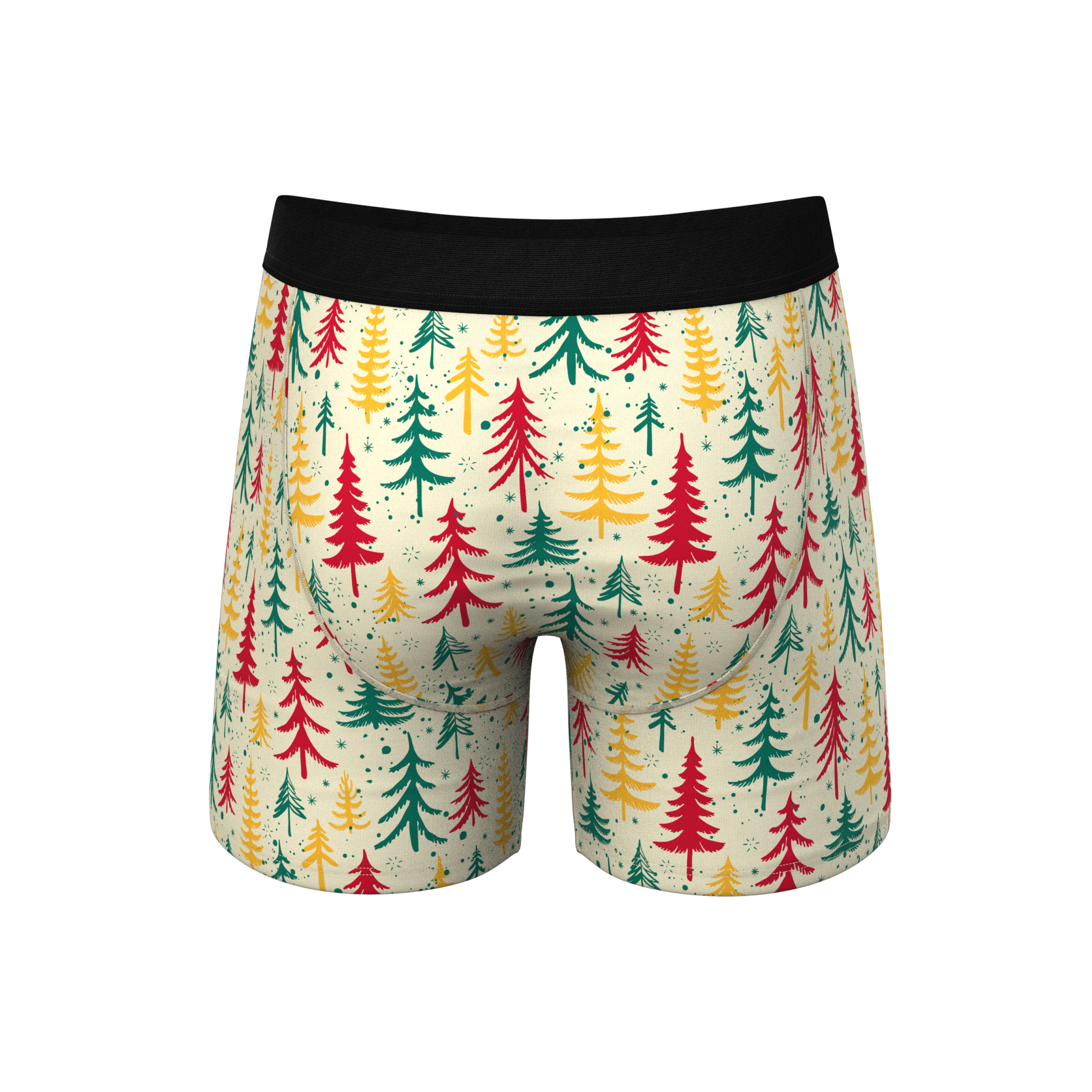 The Pine Tree Playboy | Retro Christmas Trees Ball Hammock® Pouch Underwear With Fly - Shinesty
