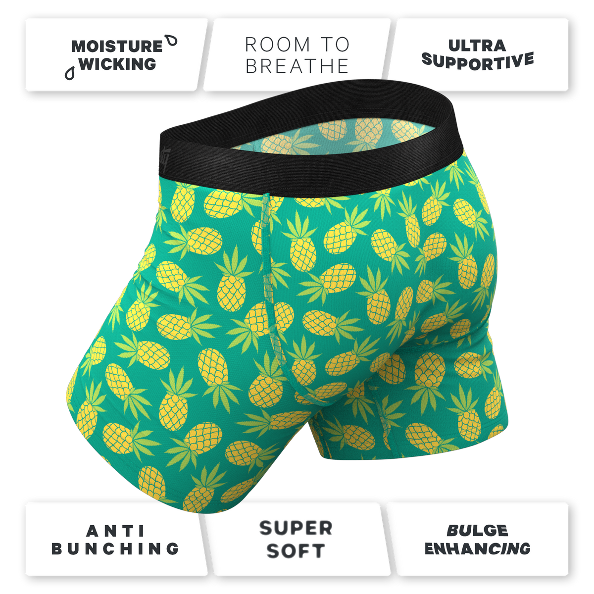 The Pineapple Express | Pineapple Ball Hammock® Pouch Underwear With Fly - Shinesty