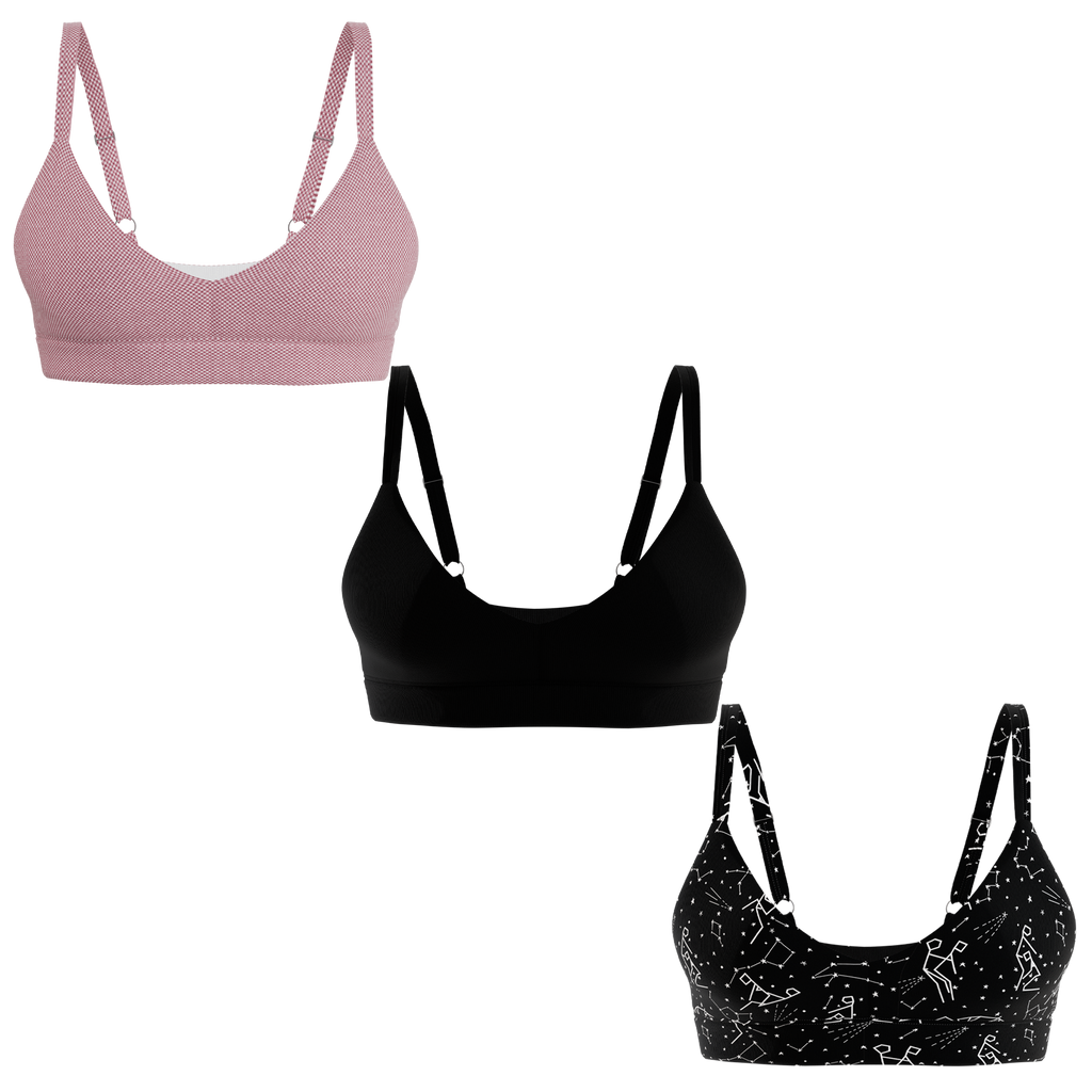 The Pink & Glow | Boob Hammock™ Plunge Bralette 3 Pack - Shinesty