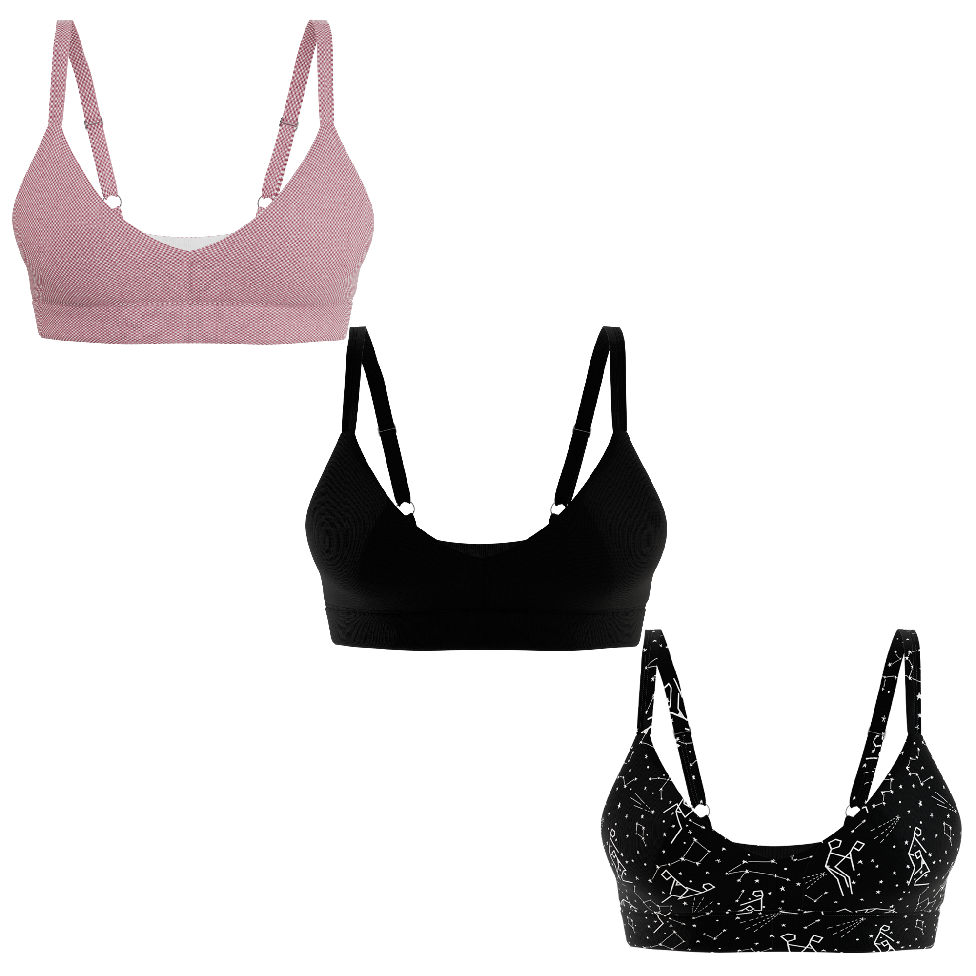 The Pink & Glow | Boob Hammock™ Plunge Bralette 3 Pack - Shinesty