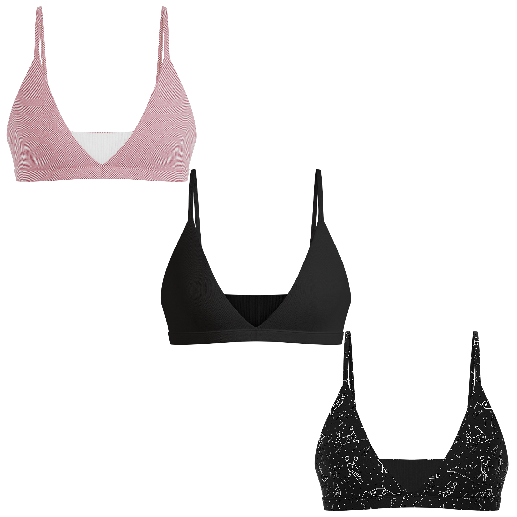 The Pink & Glow | Boob Hammock™ Triangle Bralette 3 Pack - Shinesty