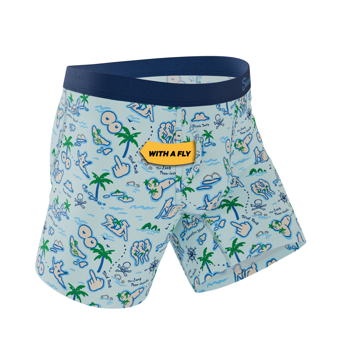 The Pirate's Booty | Naughty Map Ball Hammock® Pouch Underwear With Fly - Shinesty