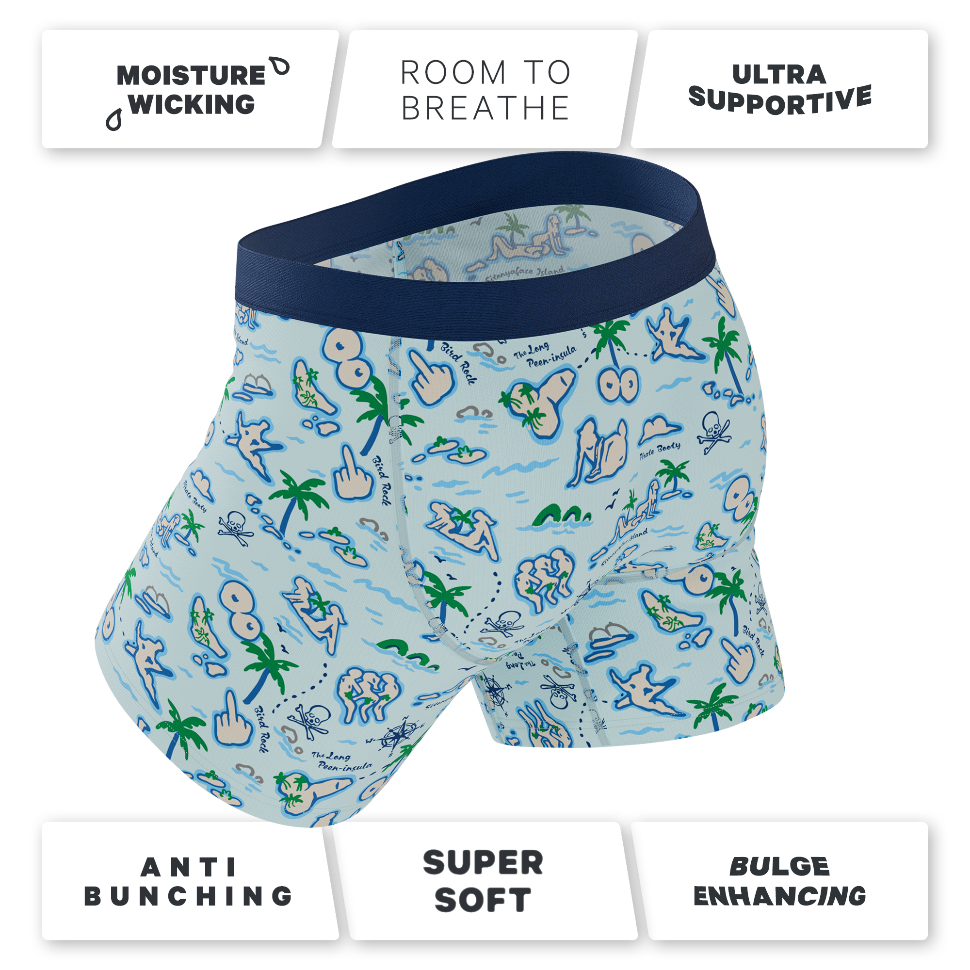 The Pirate's Booty | Naughty Map Ball Hammock® Pouch Underwear With Fly - Shinesty