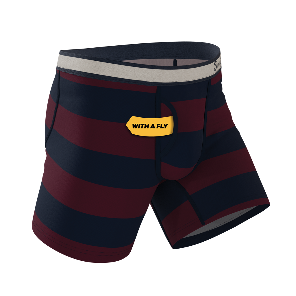 The Pitch | Rugby Stripe Ball Hammock® Pouch Underwear With Fly - Shinesty
