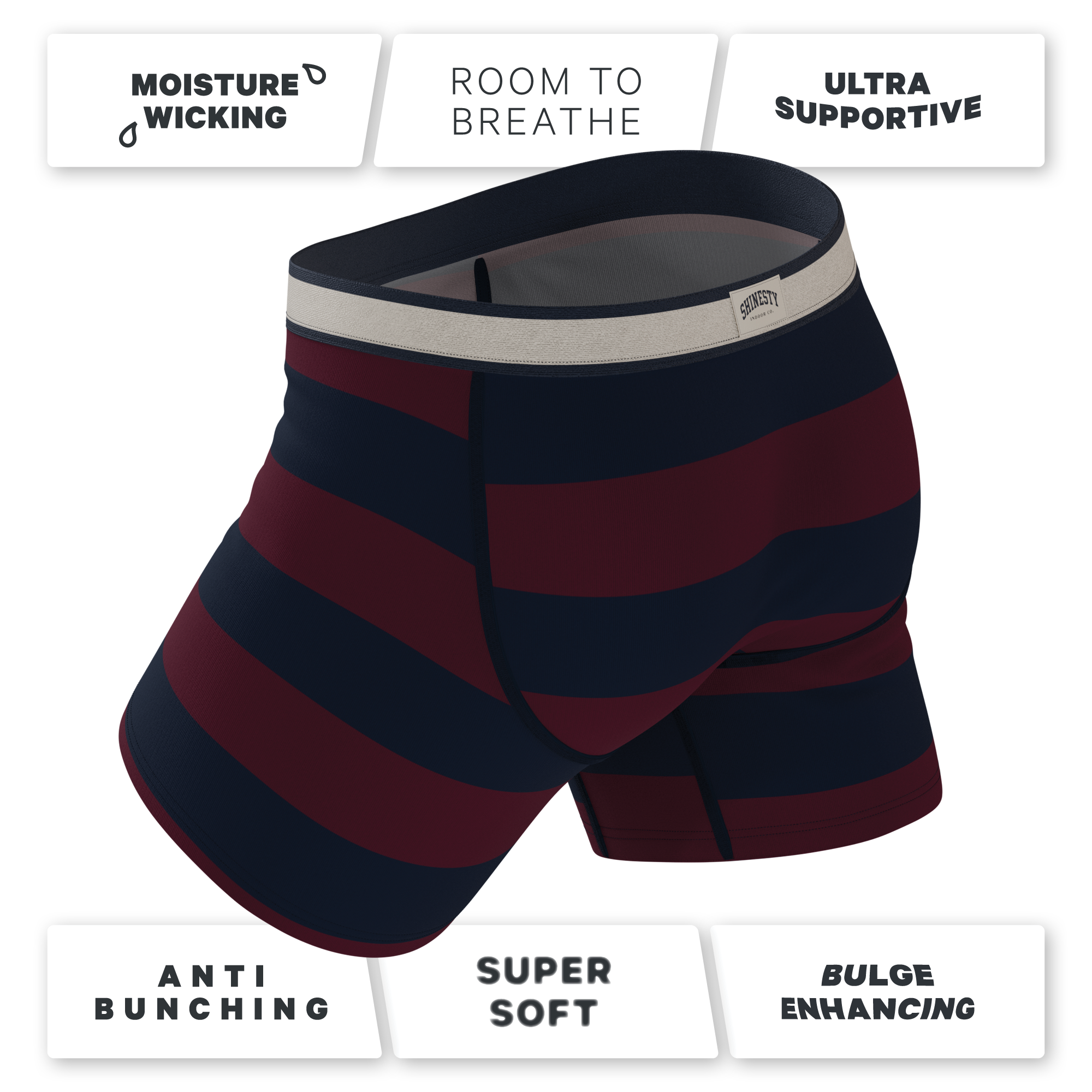 The Pitch | Rugby Stripe Ball Hammock® Pouch Underwear With Fly - Shinesty