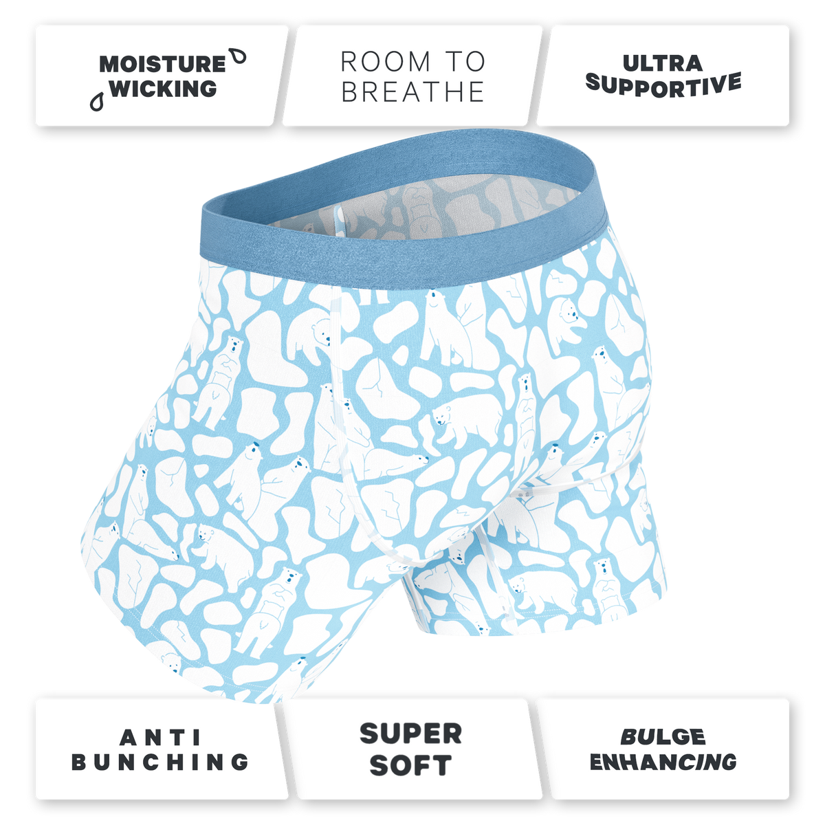 The Polar Polka | Polar Bear Scene Ball Hammock® Pouch Underwear With Fly - Shinesty
