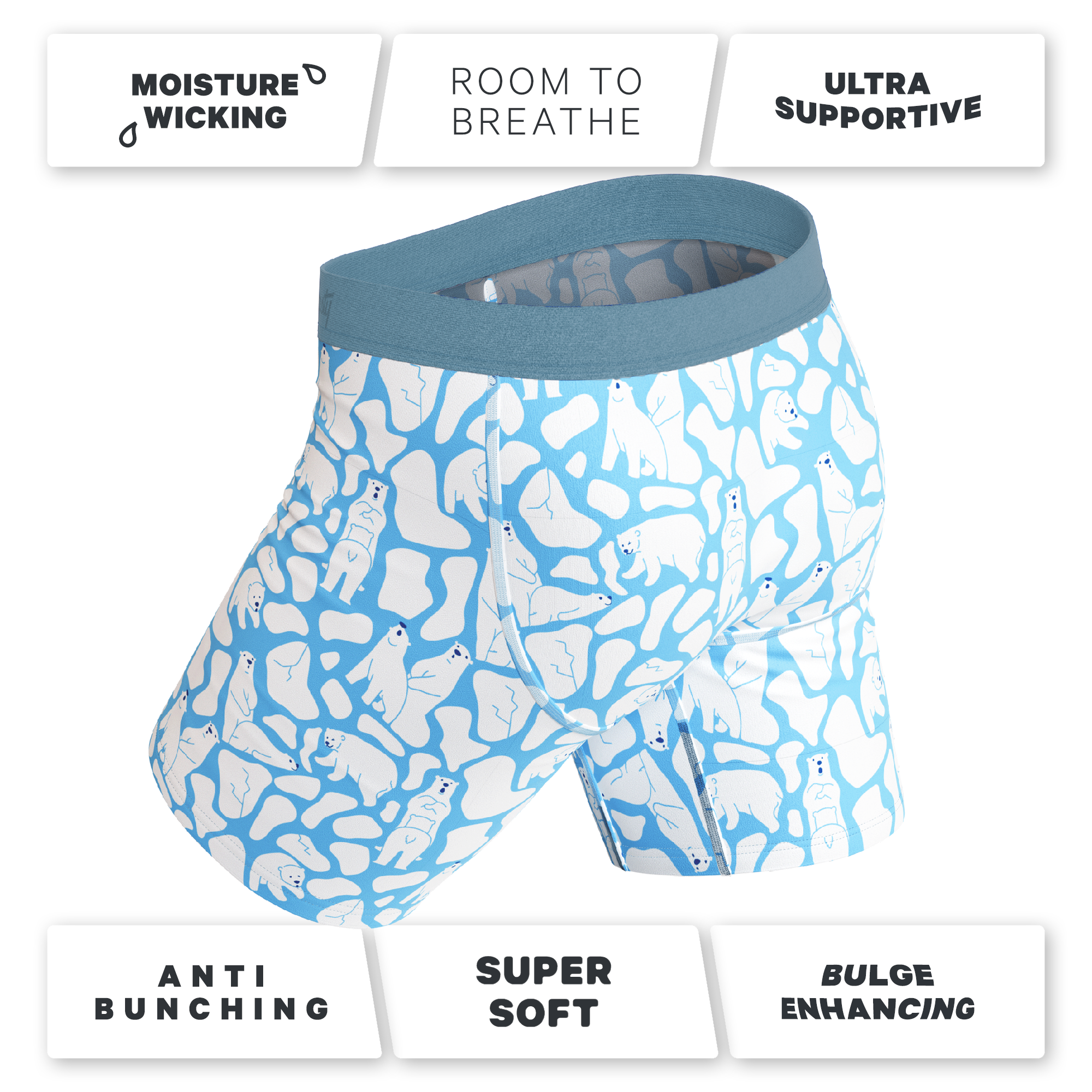 The Polar Polka | Polar Bear Scene Ball Hammock® Boxer - Long Leg - Shinesty