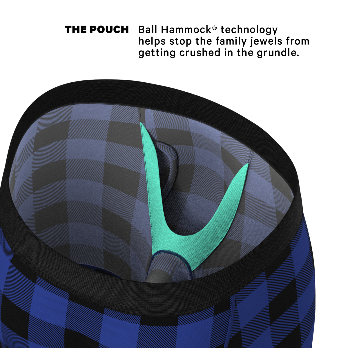 The Precious Plums | Blue Plaid Ball Hammock® Boxer - Long Leg - Shinesty