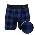 The Precious Plums | Blue Plaid Ball Hammock® Pouch Underwear With Fly - Shinesty
