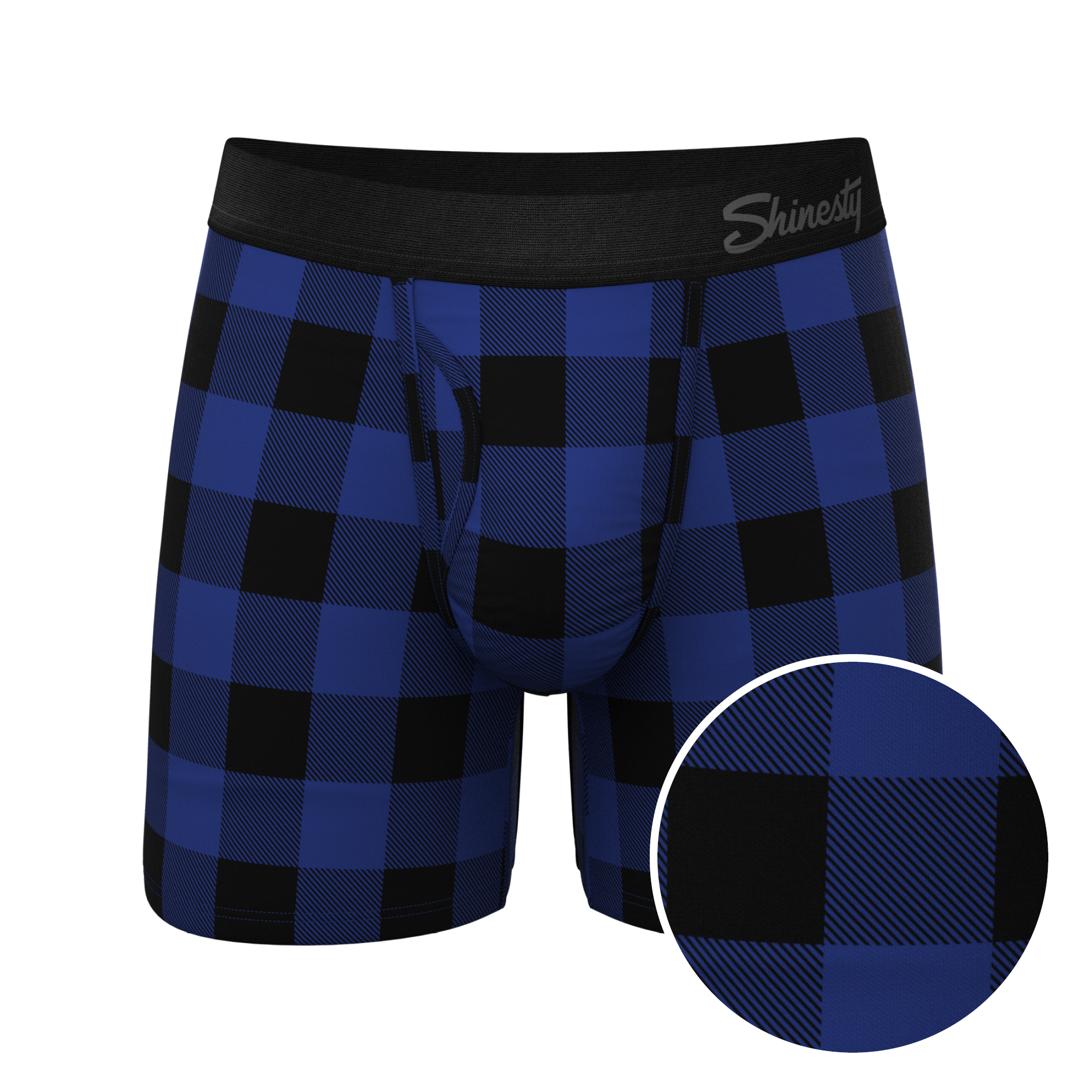 The Precious Plums | Blue Plaid Ball Hammock® Pouch Underwear With Fly - Shinesty