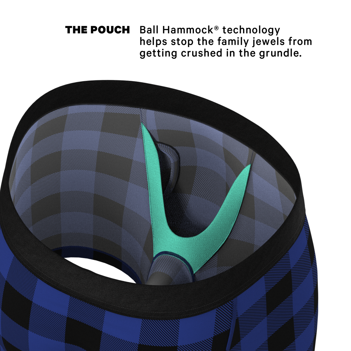 The Precious Plums | Blue Plaid Ball Hammock® Pouch Underwear With Fly - Shinesty