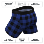 The Precious Plums | Blue Plaid Ball Hammock® Pouch Underwear With Fly - Shinesty