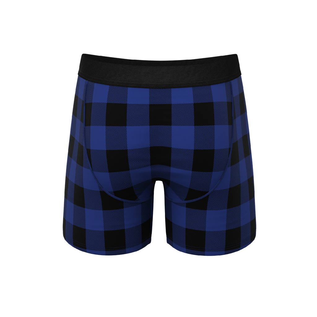 The Precious Plums | Blue Plaid Ball Hammock® Pouch Underwear With Fly - Shinesty