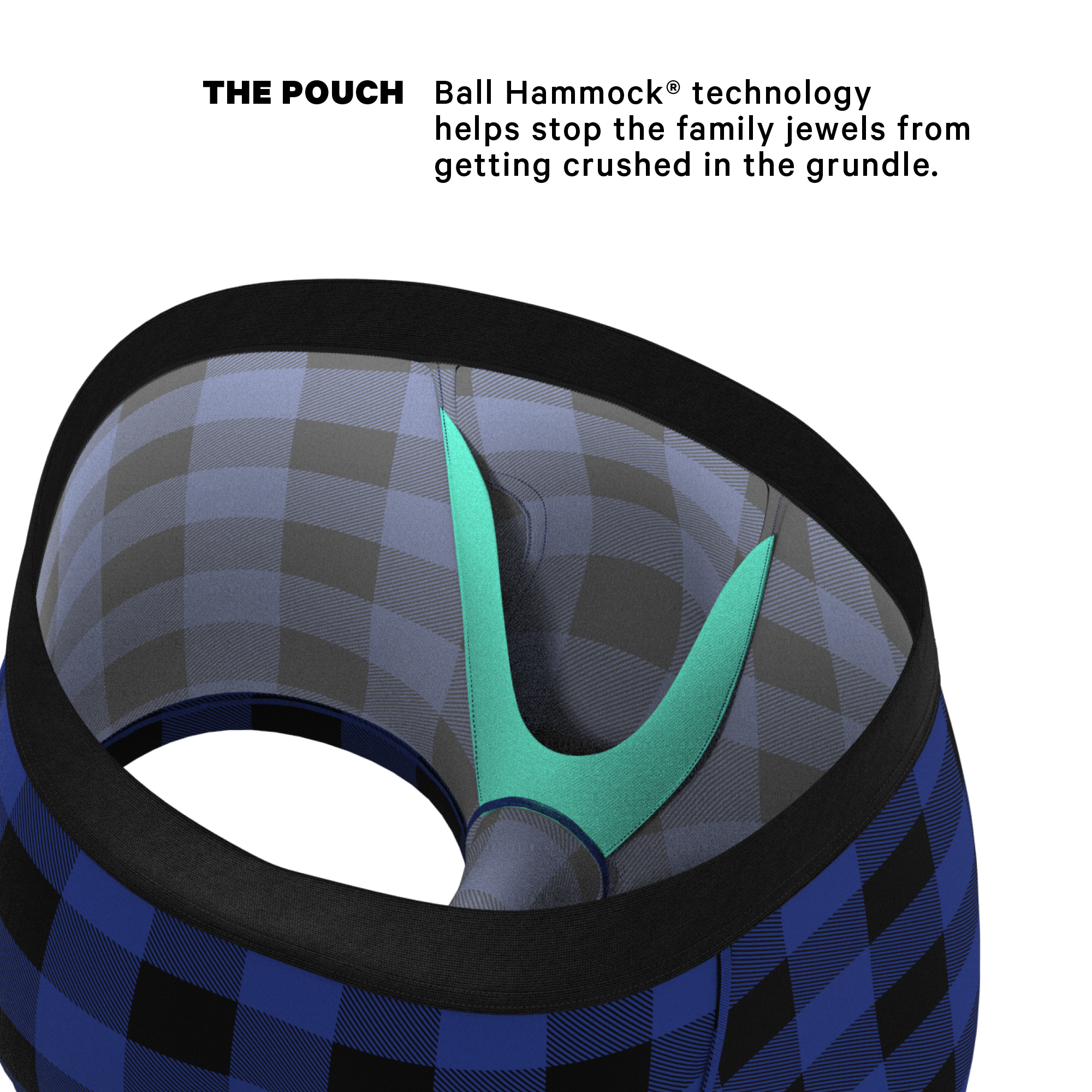The Precious Plums | Blue Plaid Ball Hammock® Pouch Trunks Underwear - Shinesty
