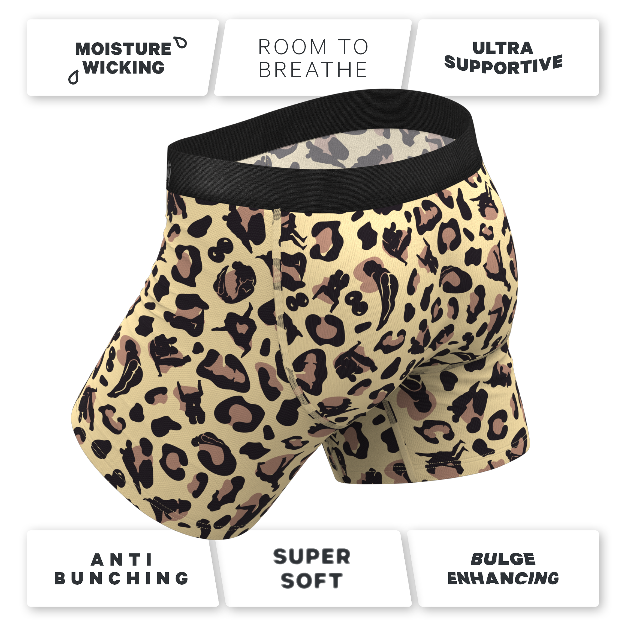 The Primal Passion | Naughty Cheetah Print Ball Hammock® Pouch Underwear With Fly - Shinesty