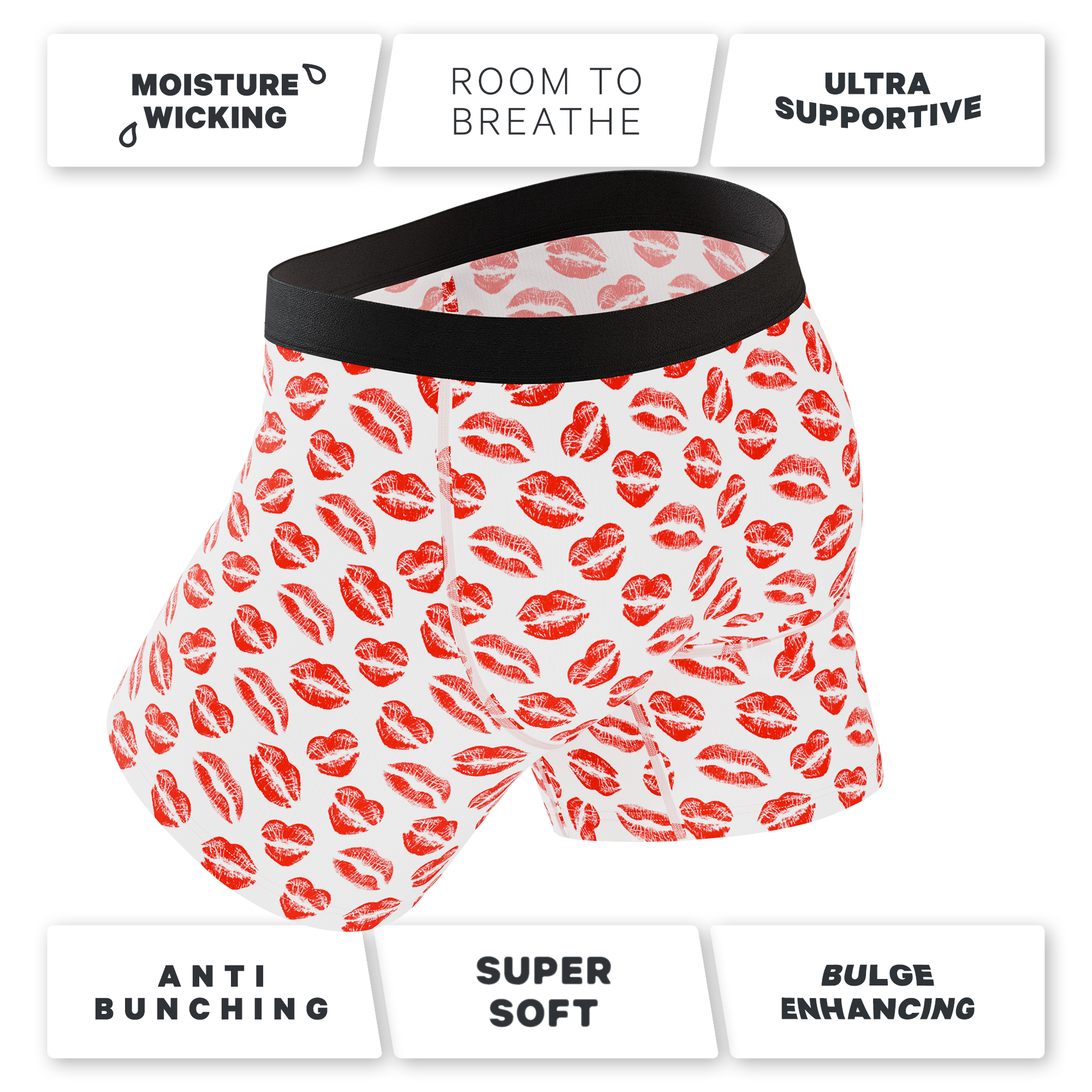 The Pucker Up | Lipstick Kiss Ball Hammock® Pouch Underwear With Fly - Shinesty