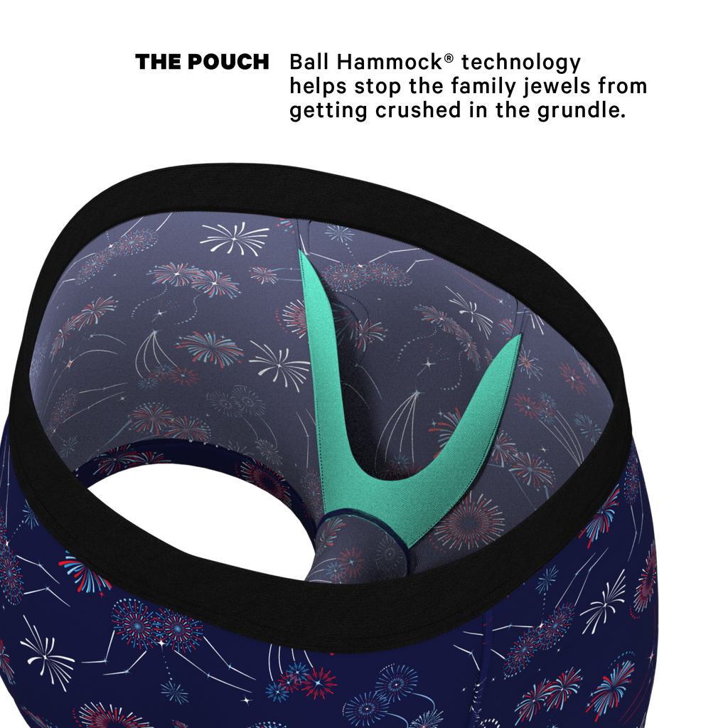 The Pyrotecnips | Naughty Fireworks Ball Hammock® Pouch Trunks Underwear - Shinesty