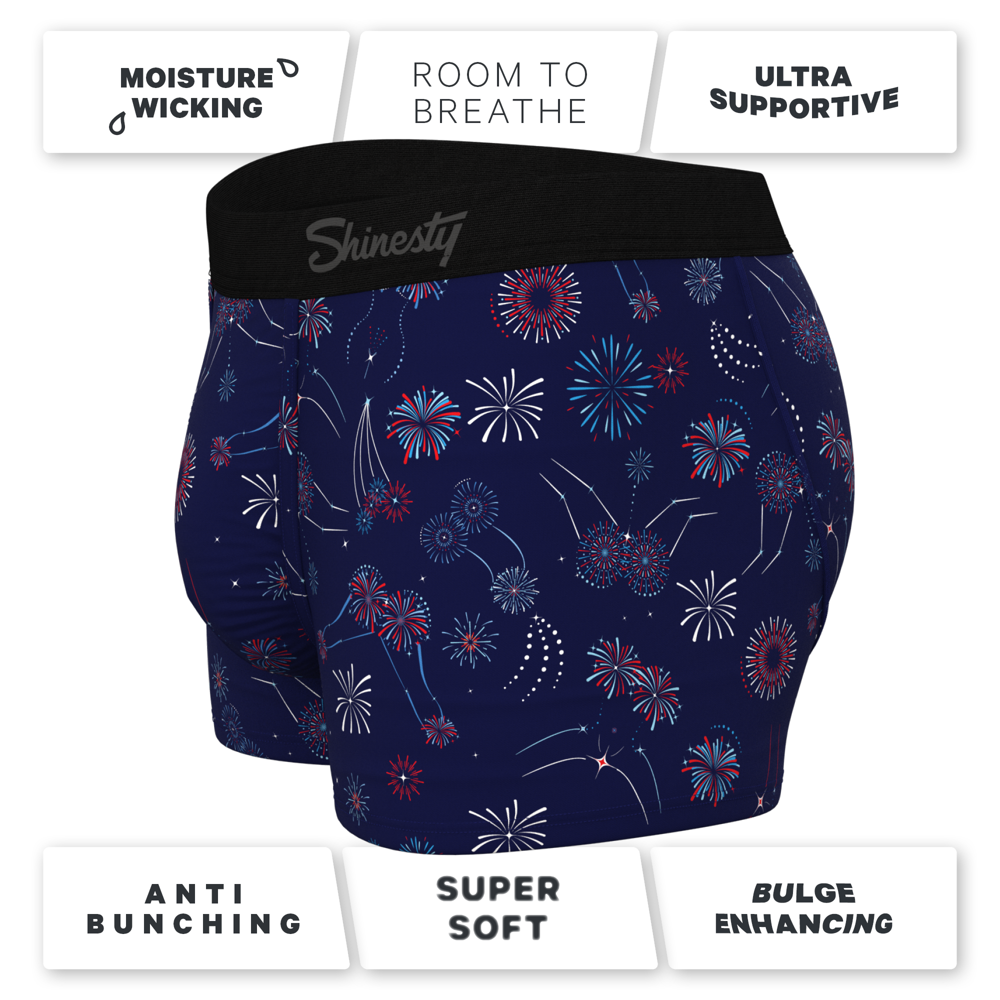 The Pyrotecnips | Naughty Fireworks Ball Hammock® Pouch Trunks Underwear - Shinesty