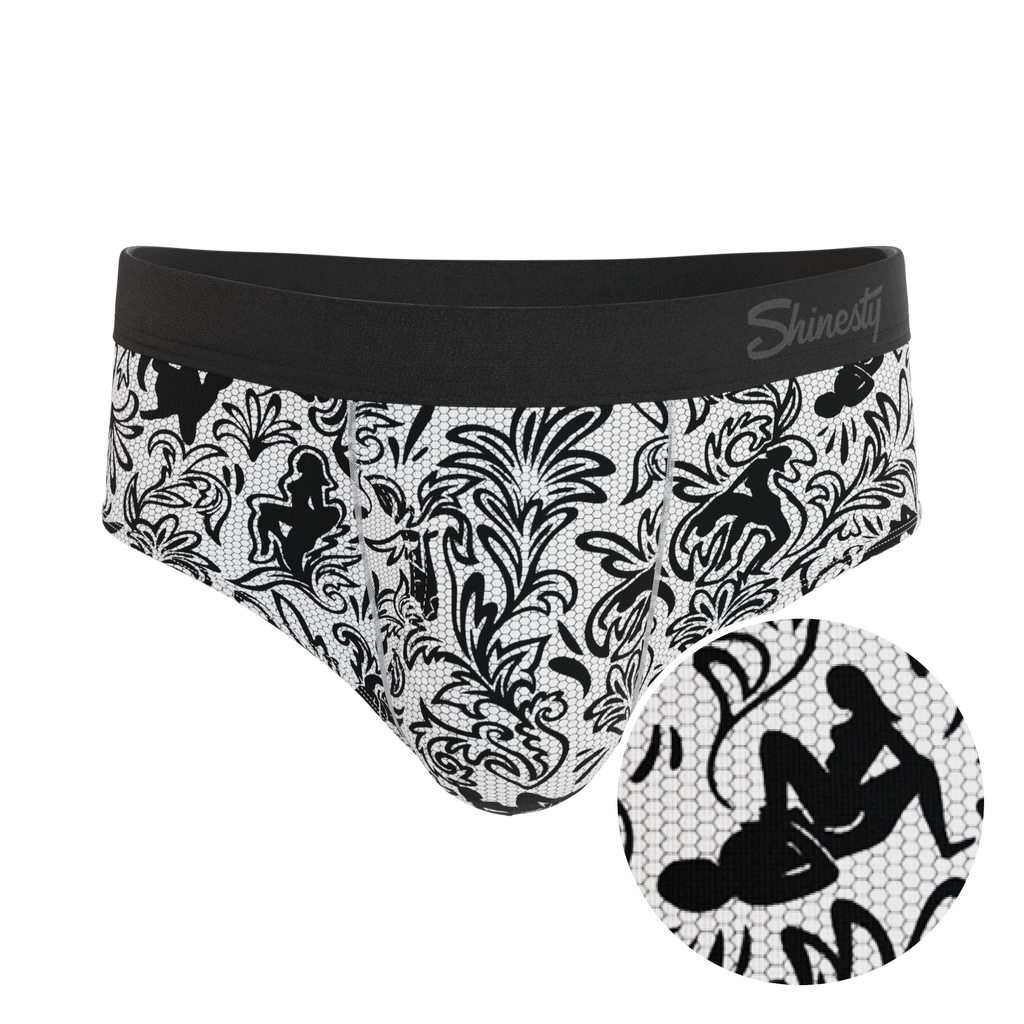 The Racy & Lacy | Provocative Lace Print Ball Hammock® Pouch Underwear Briefs - Shinesty