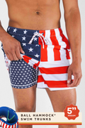 The Reagans | American Flag Patch Ball Hammock® Pouch 5" Swim Trunks - Shinesty