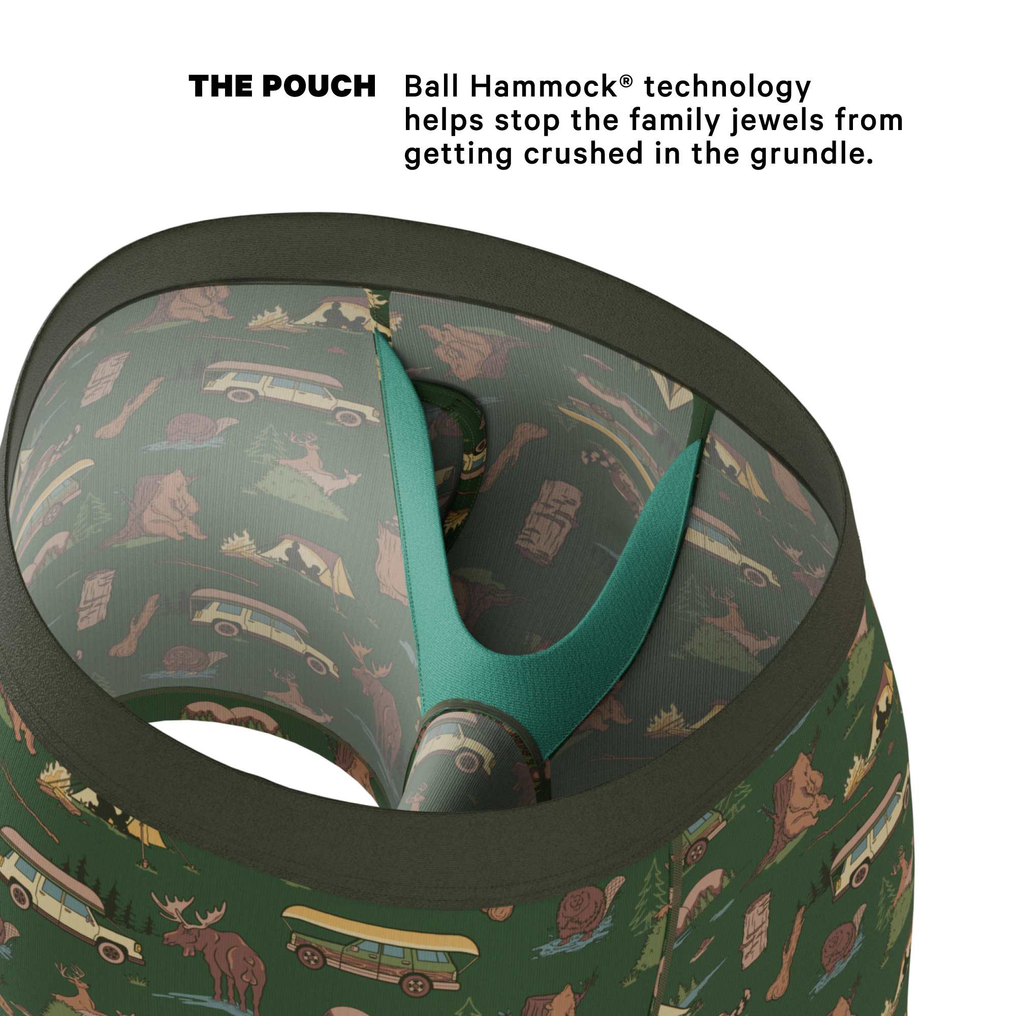 The Really Happy Camper | Camping Ball Hammock® Pouch Underwear With Fly - Shinesty