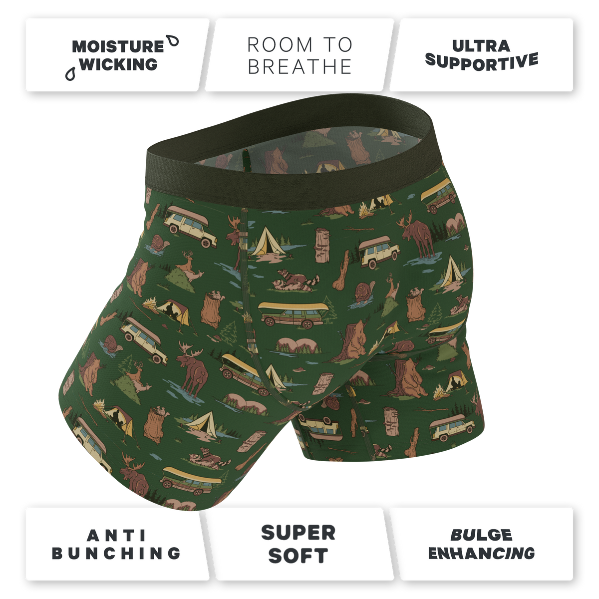 The Really Happy Camper | Camping Ball Hammock® Pouch Underwear With Fly - Shinesty