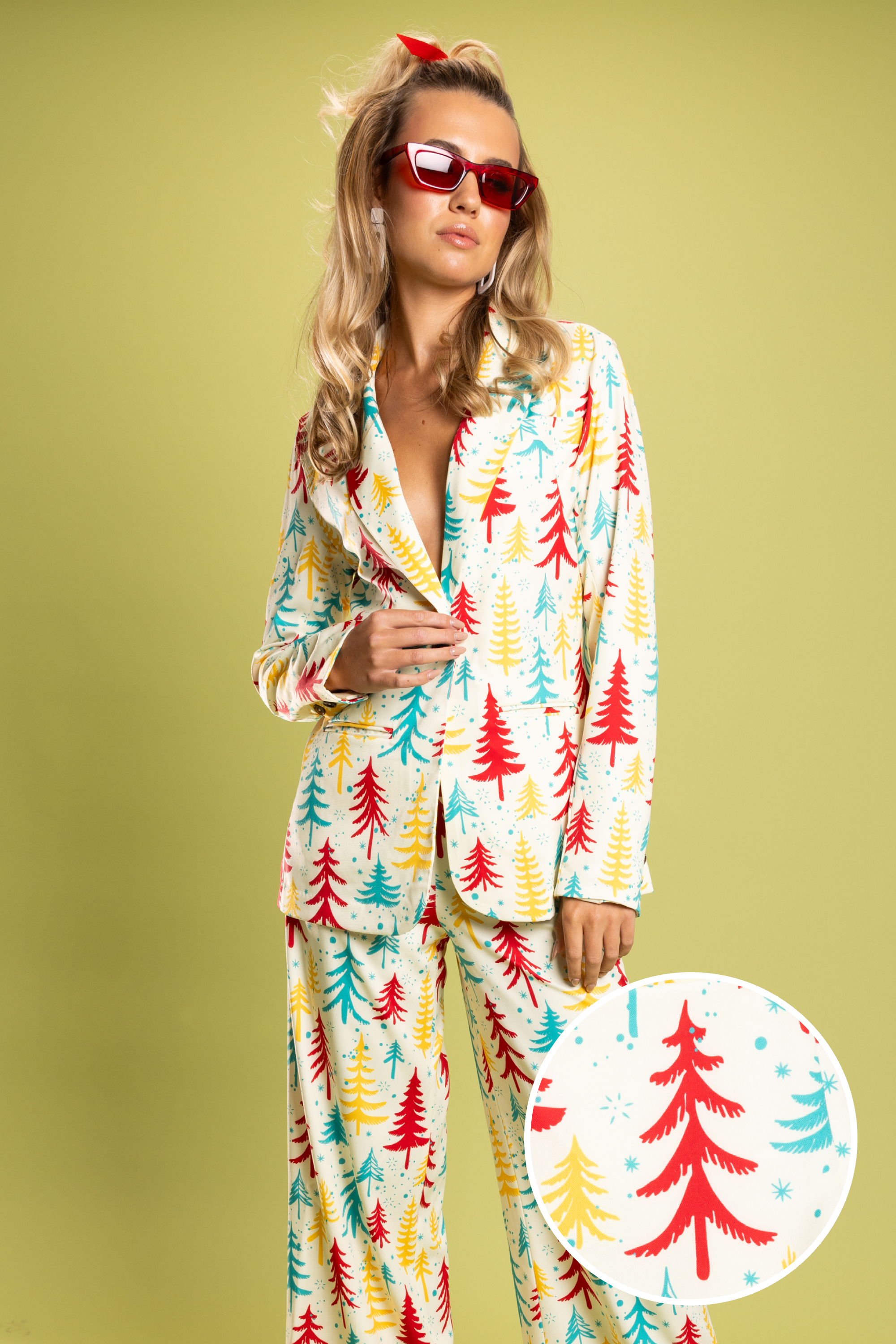 The Pine Tree Playgirl | Retro Christmas Trees Women's Suit - Shinesty