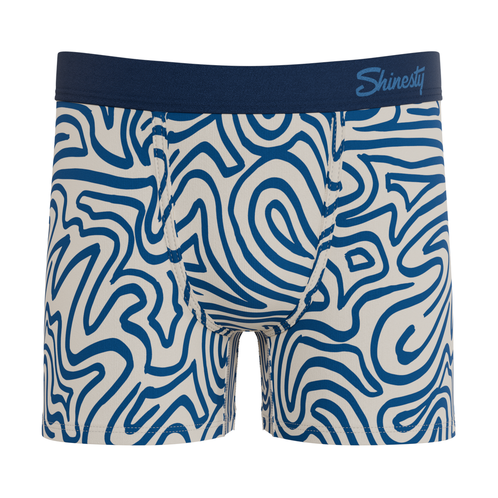 The Rio Grande | Abstract Navy Line Youth Boxer Briefs - Shinesty