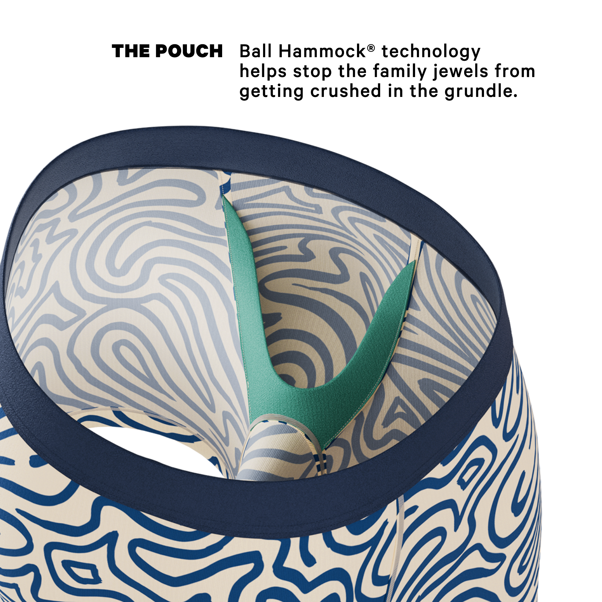 The Rio Grande | Abstract Navy Line Ball Hammock® Pouch Underwear - Shinesty