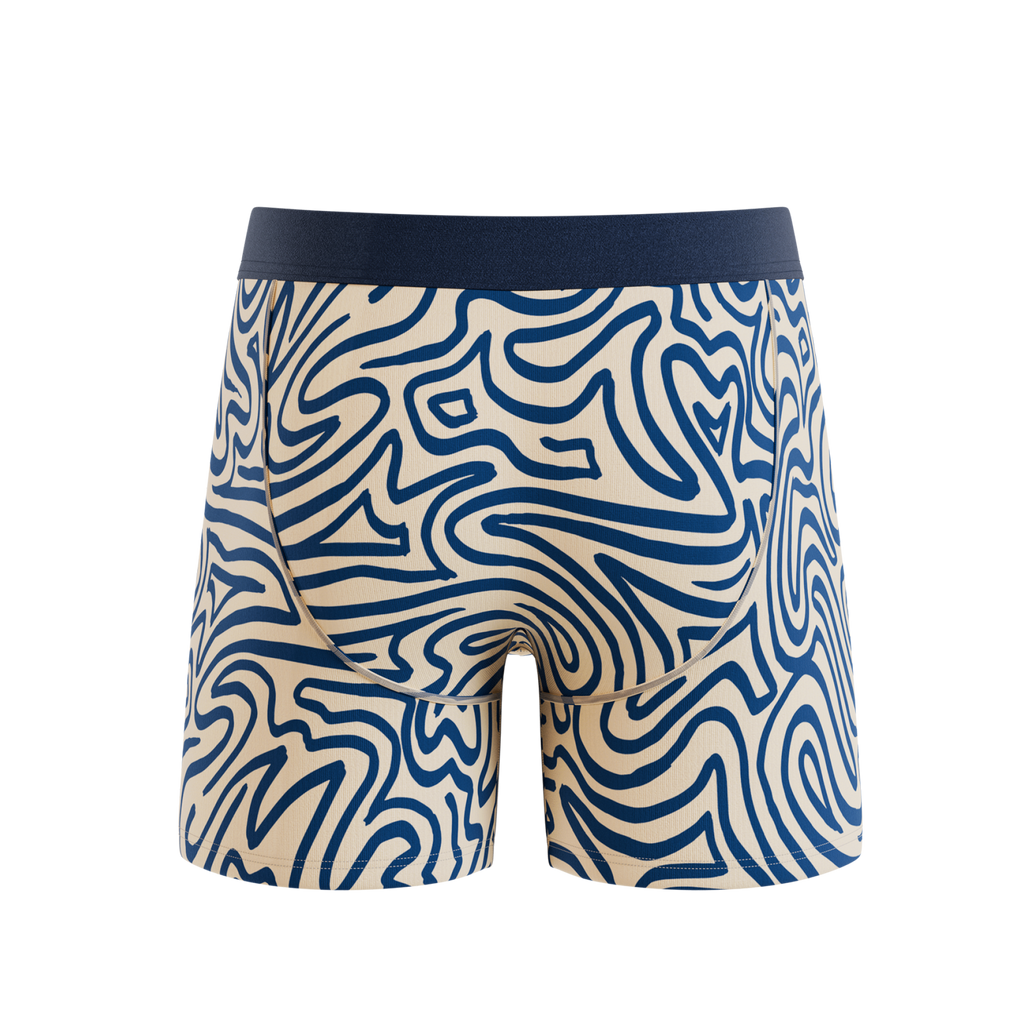 The Rio Grande | Abstract Navy Line Ball Hammock® Pouch Underwear - Shinesty
