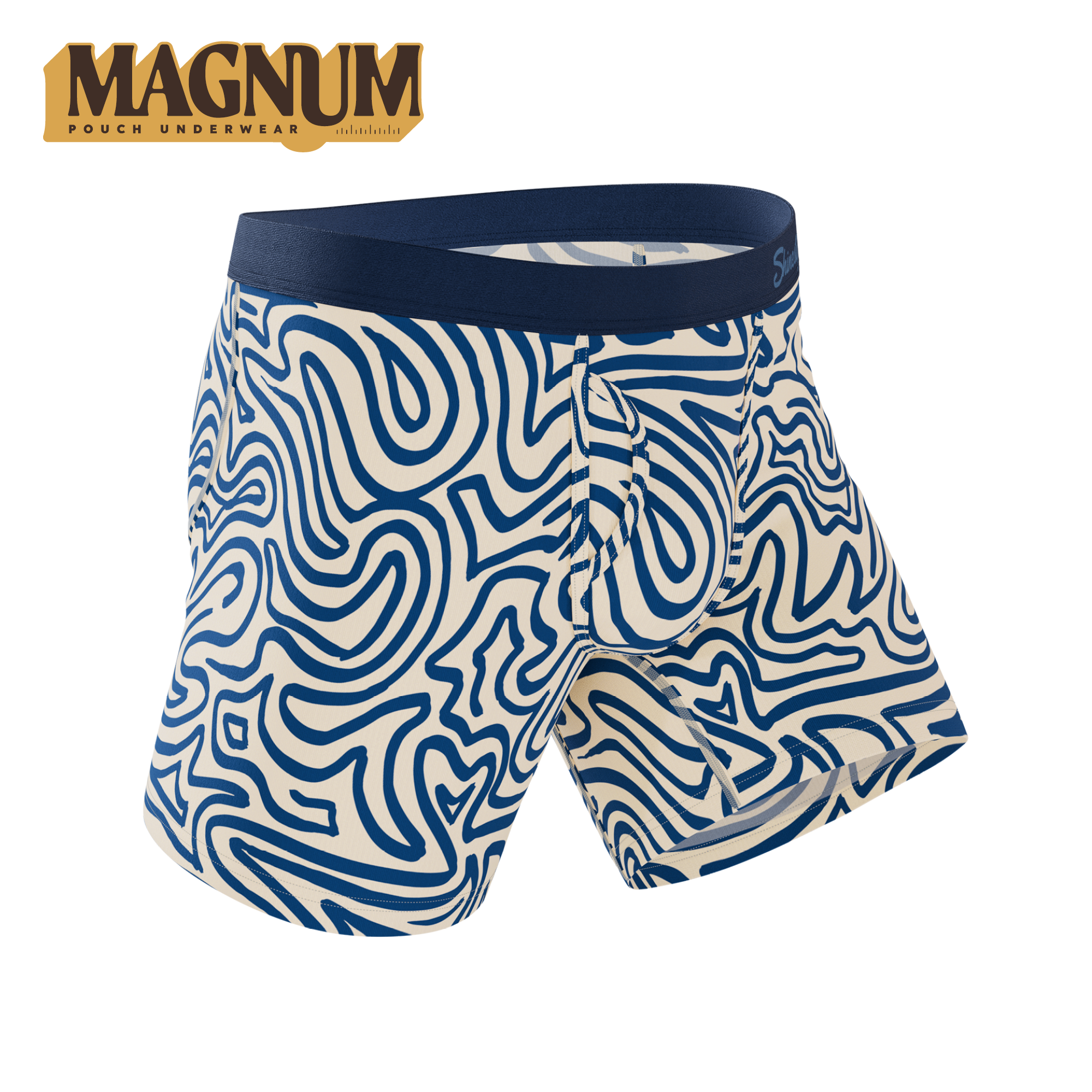 The Rio Grande | Abstract Navy Line Ball Hammock® Magnum Big Pouch Underwear - Shinesty