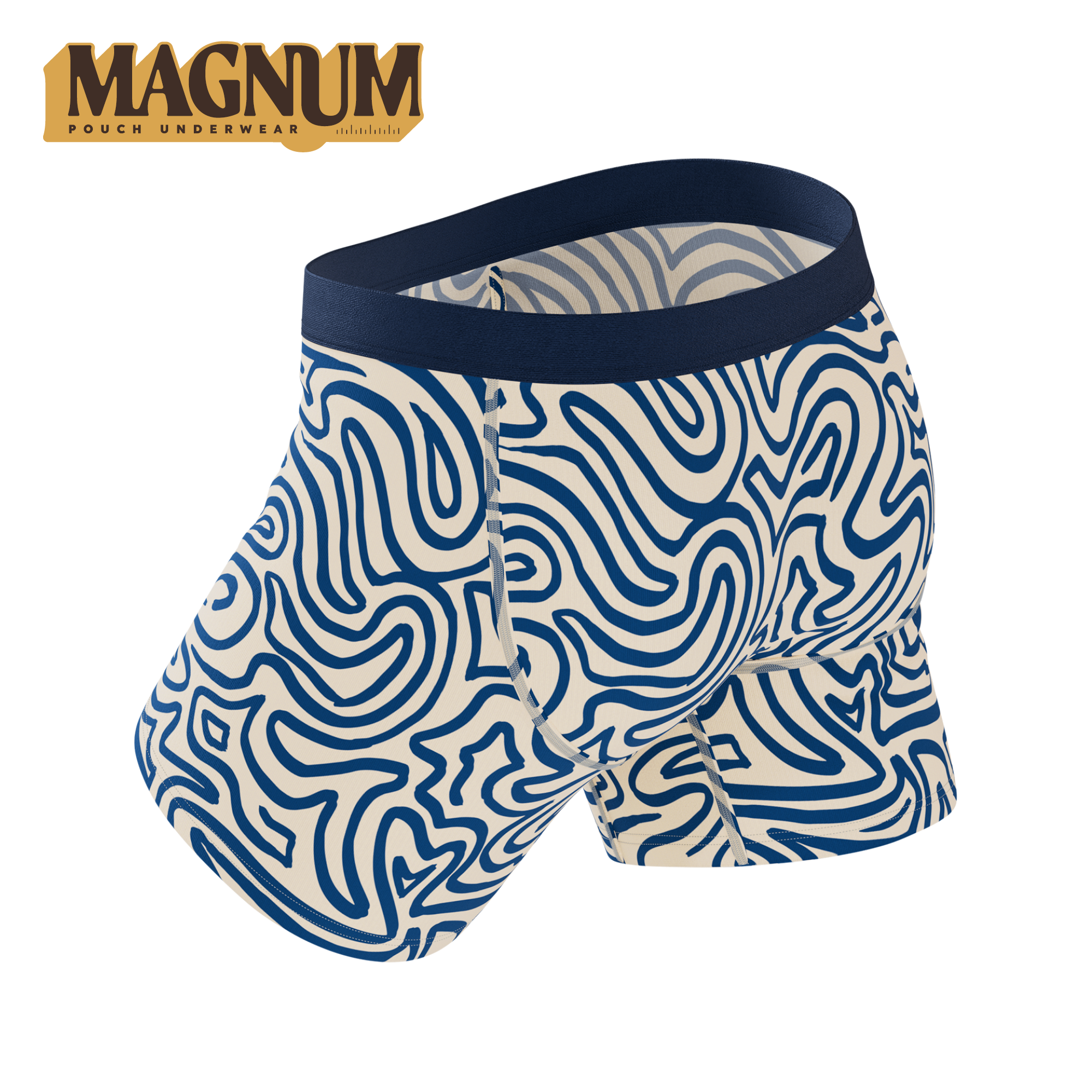 The Rio Grande | Abstract Navy Line Ball Hammock® Magnum Big Pouch Underwear - Shinesty