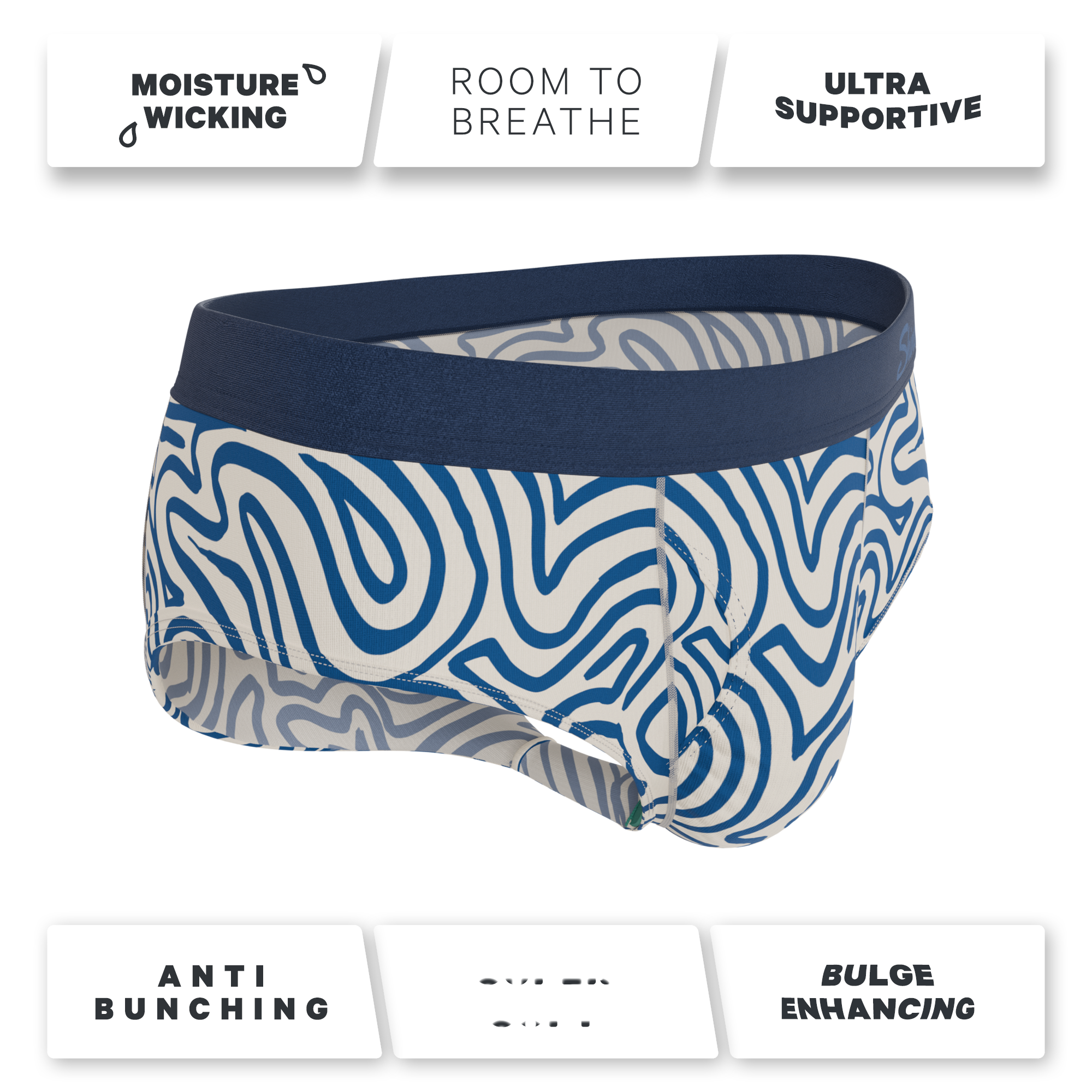 The Rio Grande | Abstract Navy Line Ball Hammock® Pouch Underwear Briefs - Shinesty