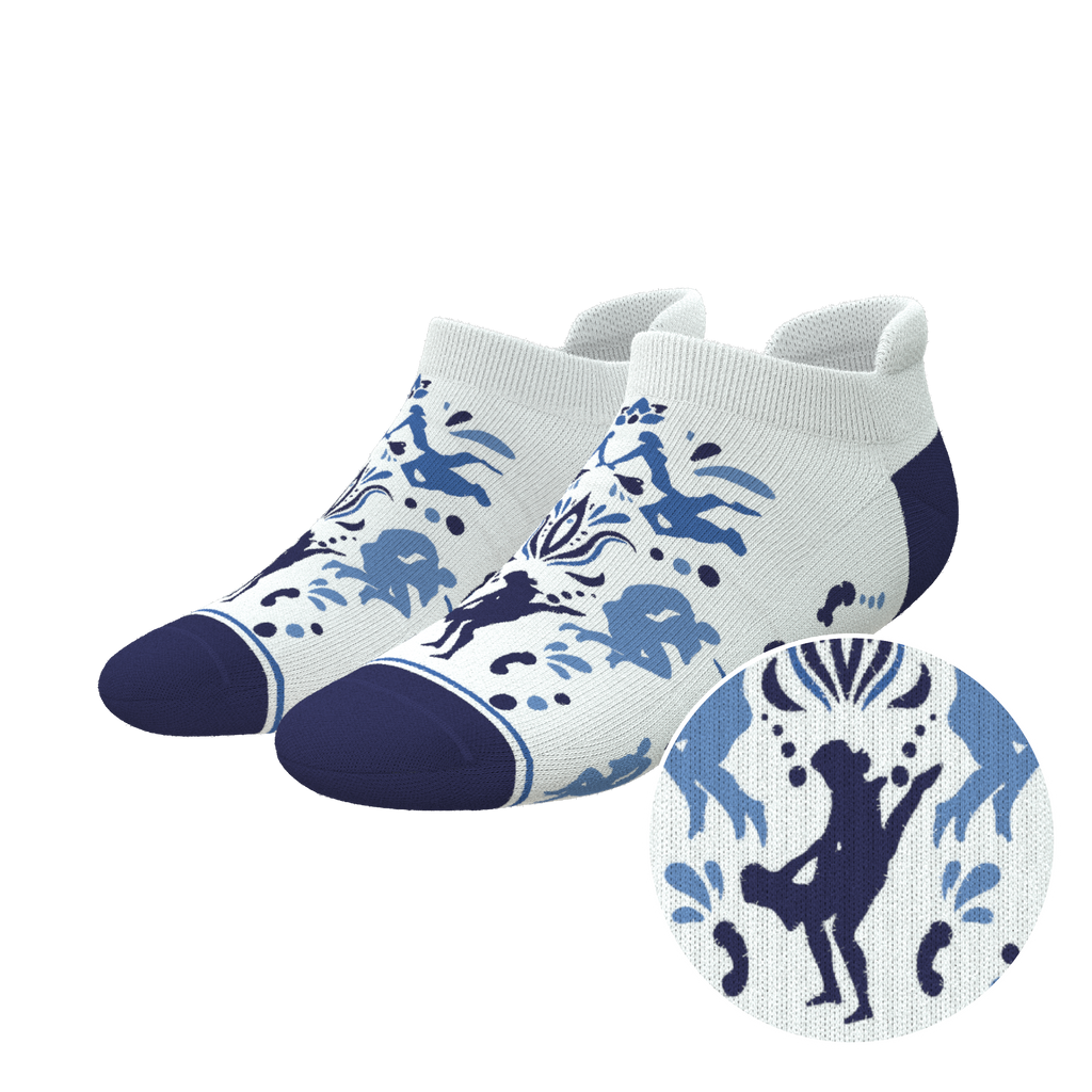 The Risqué Rorschach | Naughty Blue Willow Heel Hammock™ Ankle Socks - Shinesty