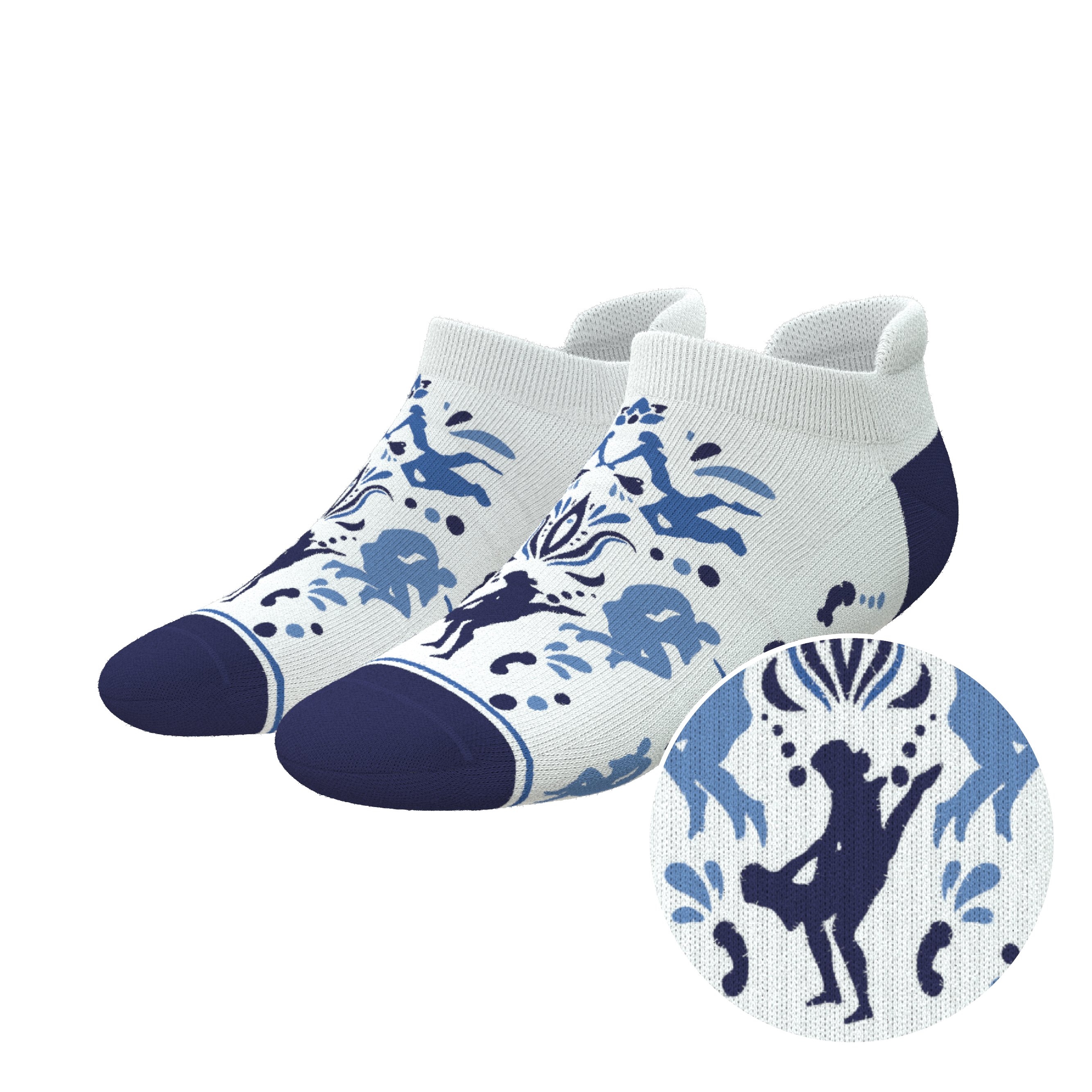 The Risqué Rorschach | Naughty Blue Willow Heel Hammock™ Ankle Socks - Shinesty