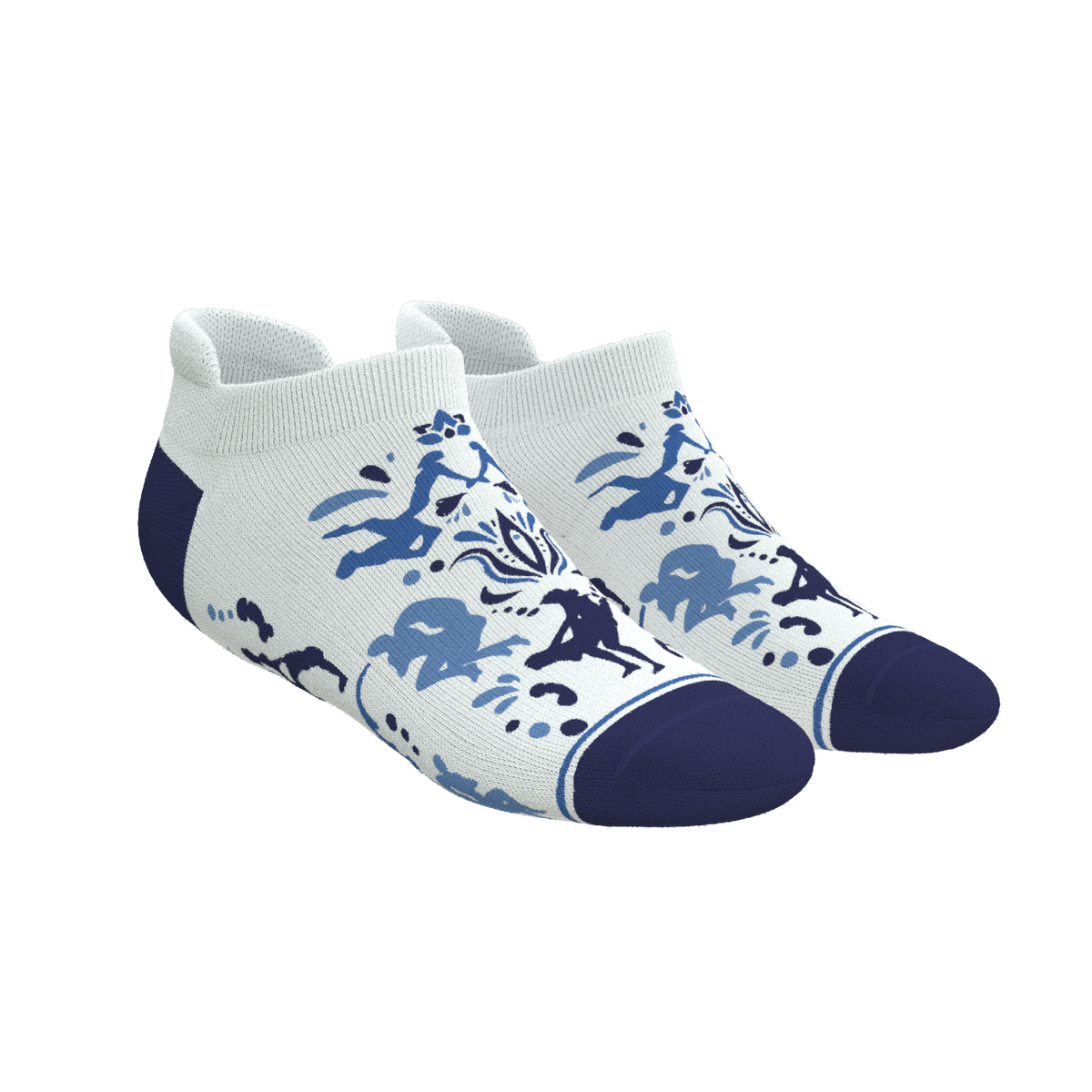 The Risqué Rorschach | Naughty Blue Willow Heel Hammock™ Ankle Socks - Shinesty