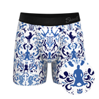 The Risqué Rorschach  | Blue Willow Ball Hammock® Pouch Underwear With Fly - Shinesty
