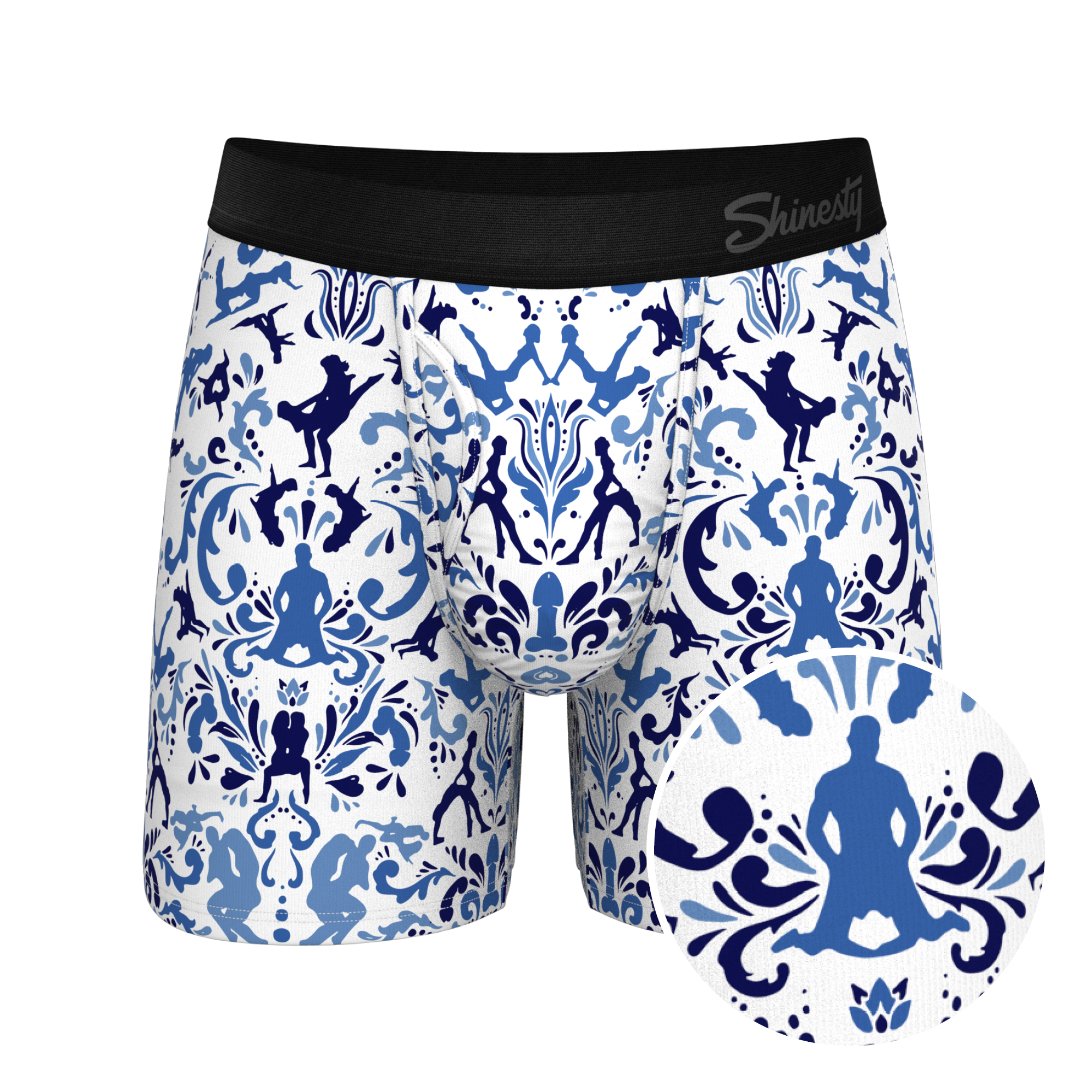 The Risqué Rorschach  | Blue Willow Ball Hammock® Pouch Underwear With Fly - Shinesty