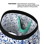 The Risqué Rorschach  | Blue Willow Ball Hammock® Pouch Underwear With Fly - Shinesty