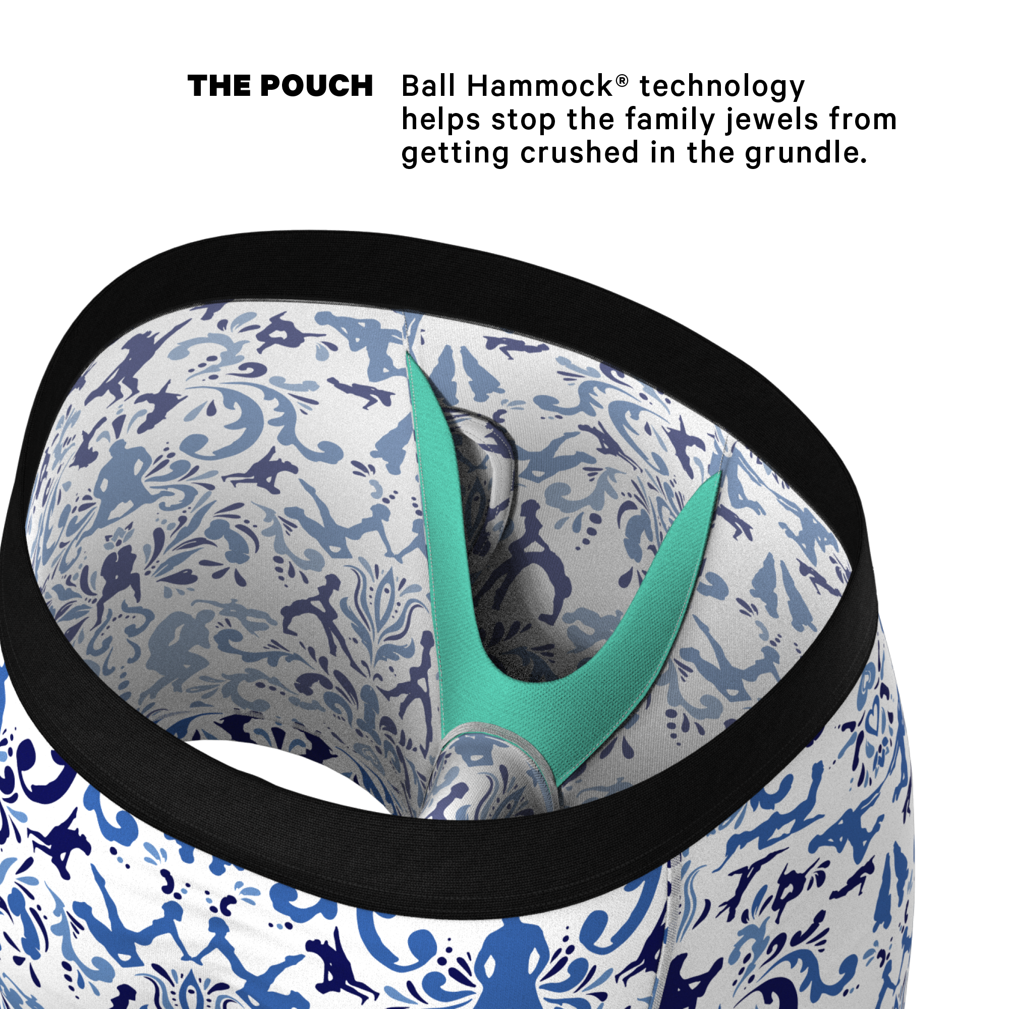 The Risqué Rorschach  | Blue Willow Ball Hammock® Pouch Underwear With Fly - Shinesty