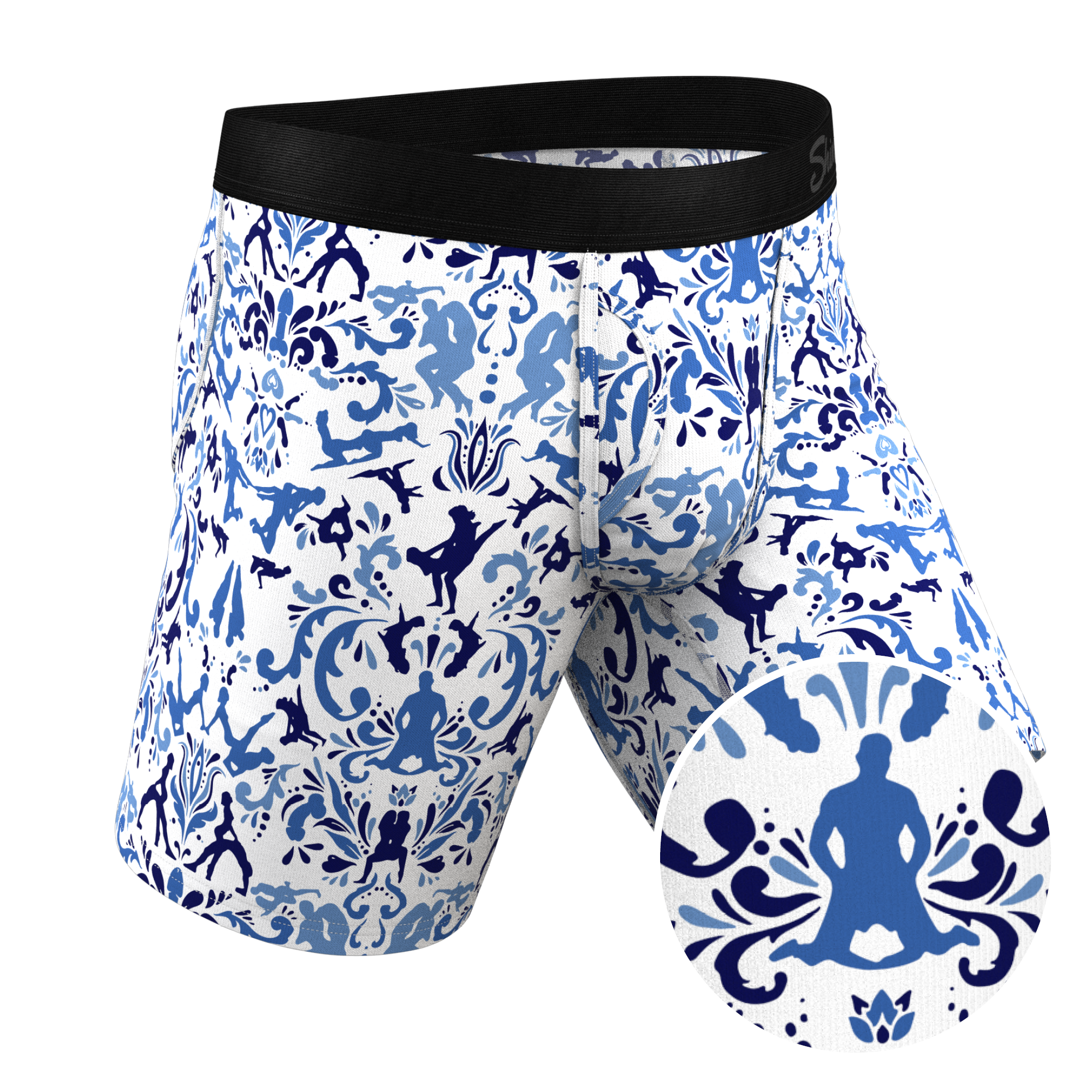 The Risqué Rorschach | Blue Willow Ball Hammock® Boxer - Long Leg - Shinesty
