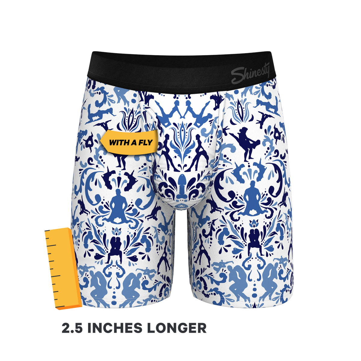 The Risqué Rorschach | Blue Willow Ball Hammock® Boxer - Long Leg - Shinesty