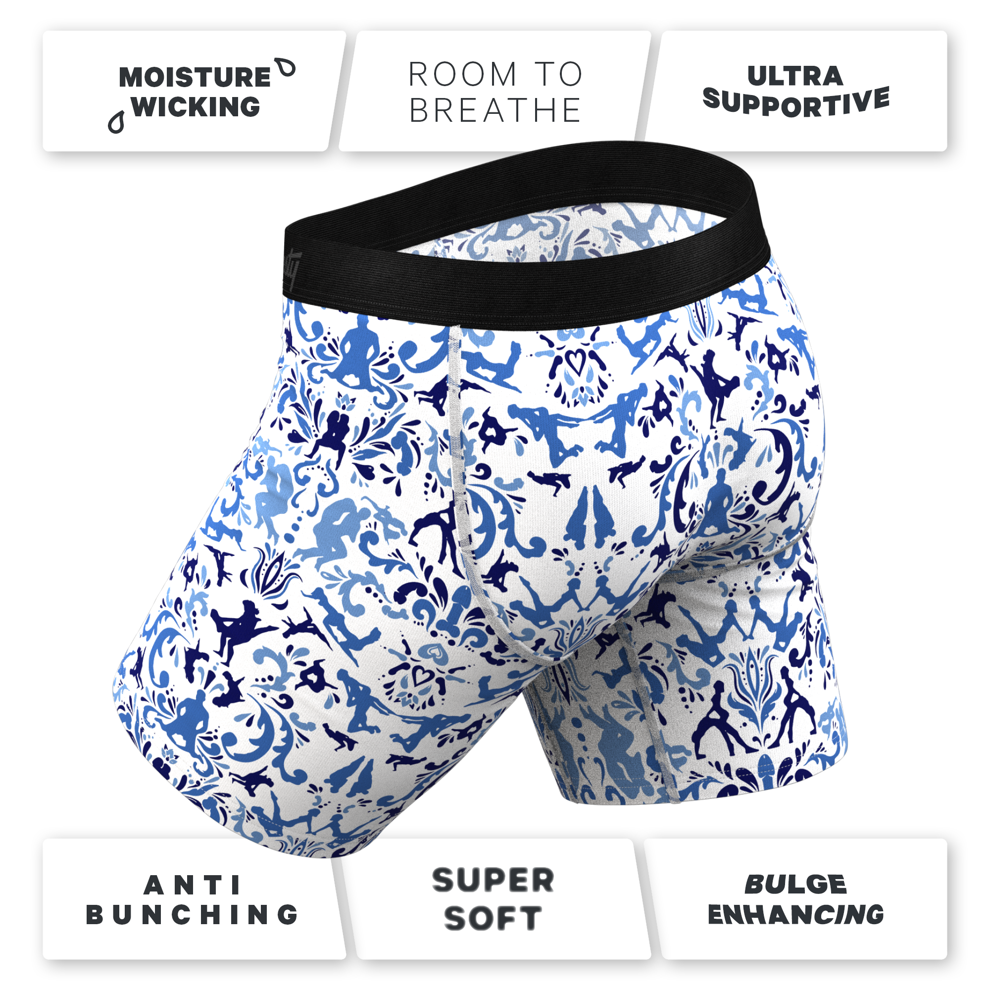 The Risqué Rorschach | Blue Willow Ball Hammock® Boxer - Long Leg - Shinesty
