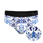 The Risqué Rorschach  | Blue Willow Ball Hammock® Pouch Underwear Briefs - Shinesty